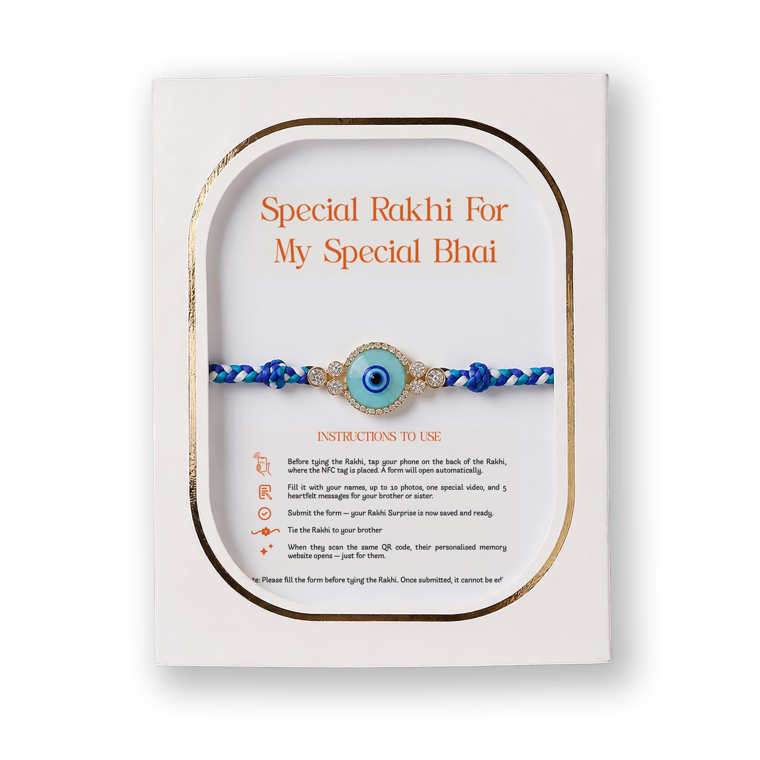 Oye Happy - Personalized NFC Rakhi for Brother | Tap to Unlock Photos, Video & Heartfelt Messages | Smart Digital Memory Rakhi | Custom Raksha Bandhan Gift