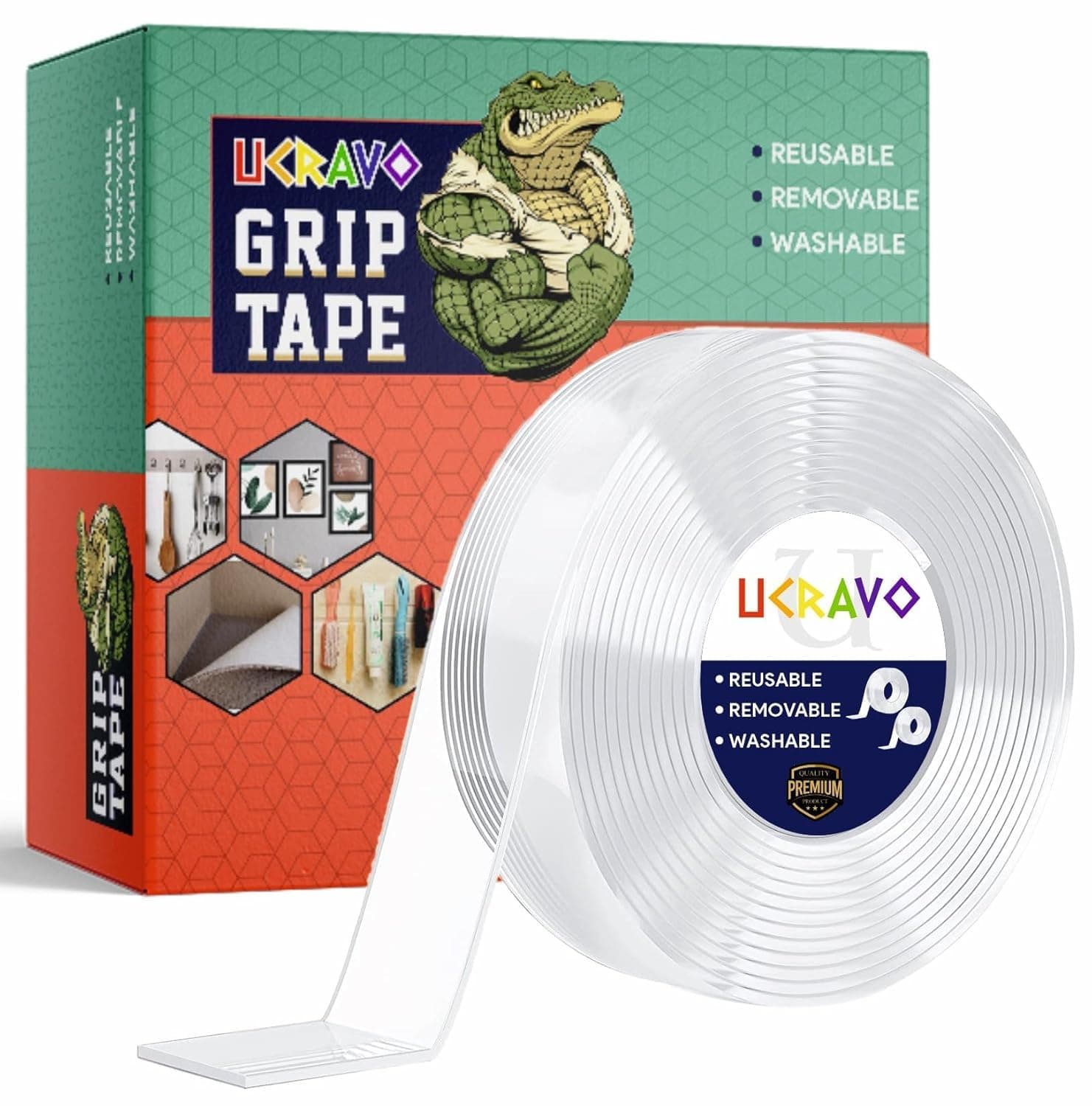 UCRAVO Double Sided Tape Heavy Duty, Transparent Strong Adhesive Mounting Trackless Removable Washable for Tape for Posters, Carpets, Photo Frames, Kitchen,Office,Car Decor(3 Meter).…