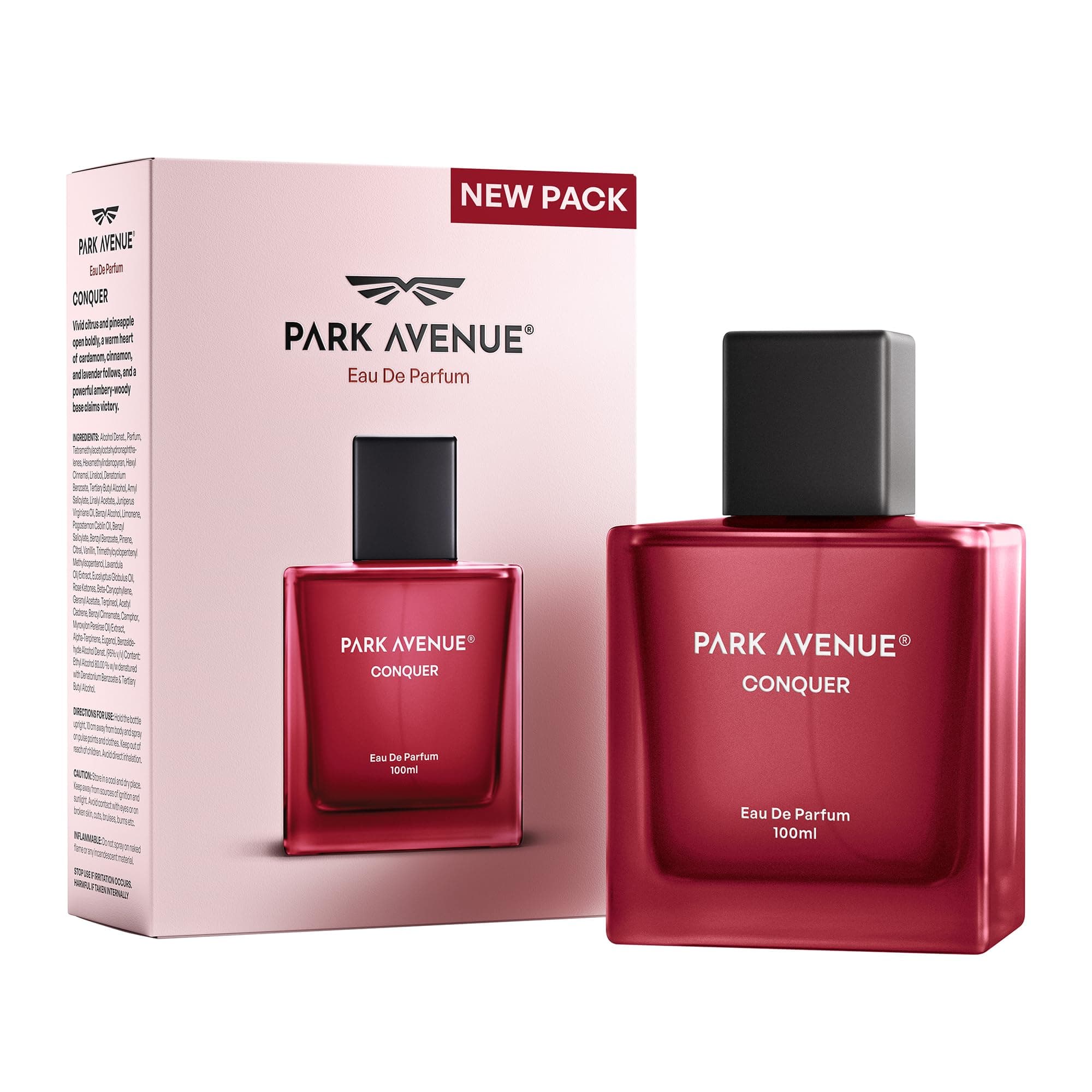Park Avenue Conquer, Eau De Parfum Men, 100ml | Long Lasting Perfume for Men | Premium Luxury Fragrance Scent | Aromatic Blend of Woody & Spicy Fragrance | Suitable for Every Occasion