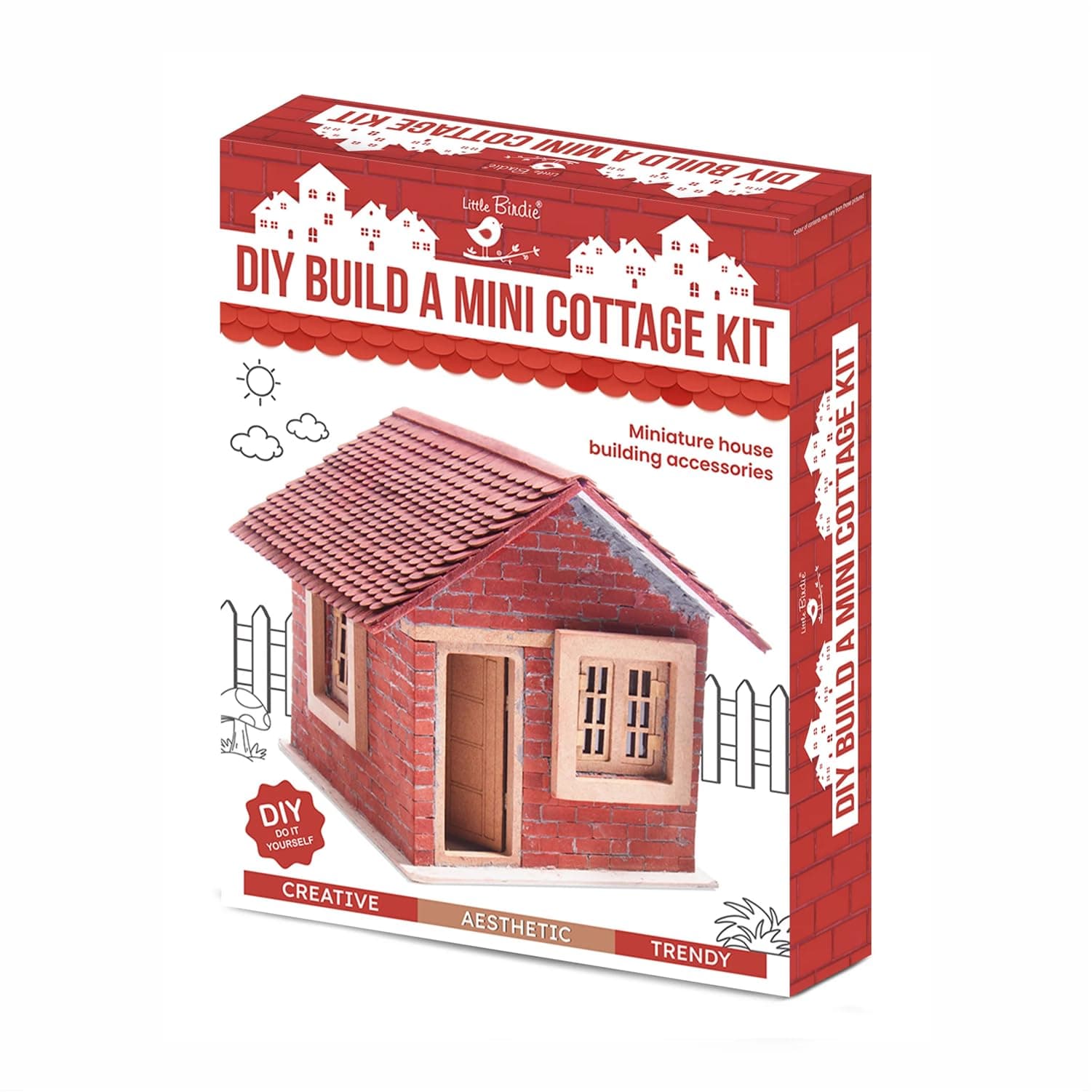 Little Birdie DIY Build a Mini Wooden Cottage Kit| for Home Decoration, Art & Craft, Creative, Fun & Activity DIY Learning Kit | Gift for Kids, Girls and Boys