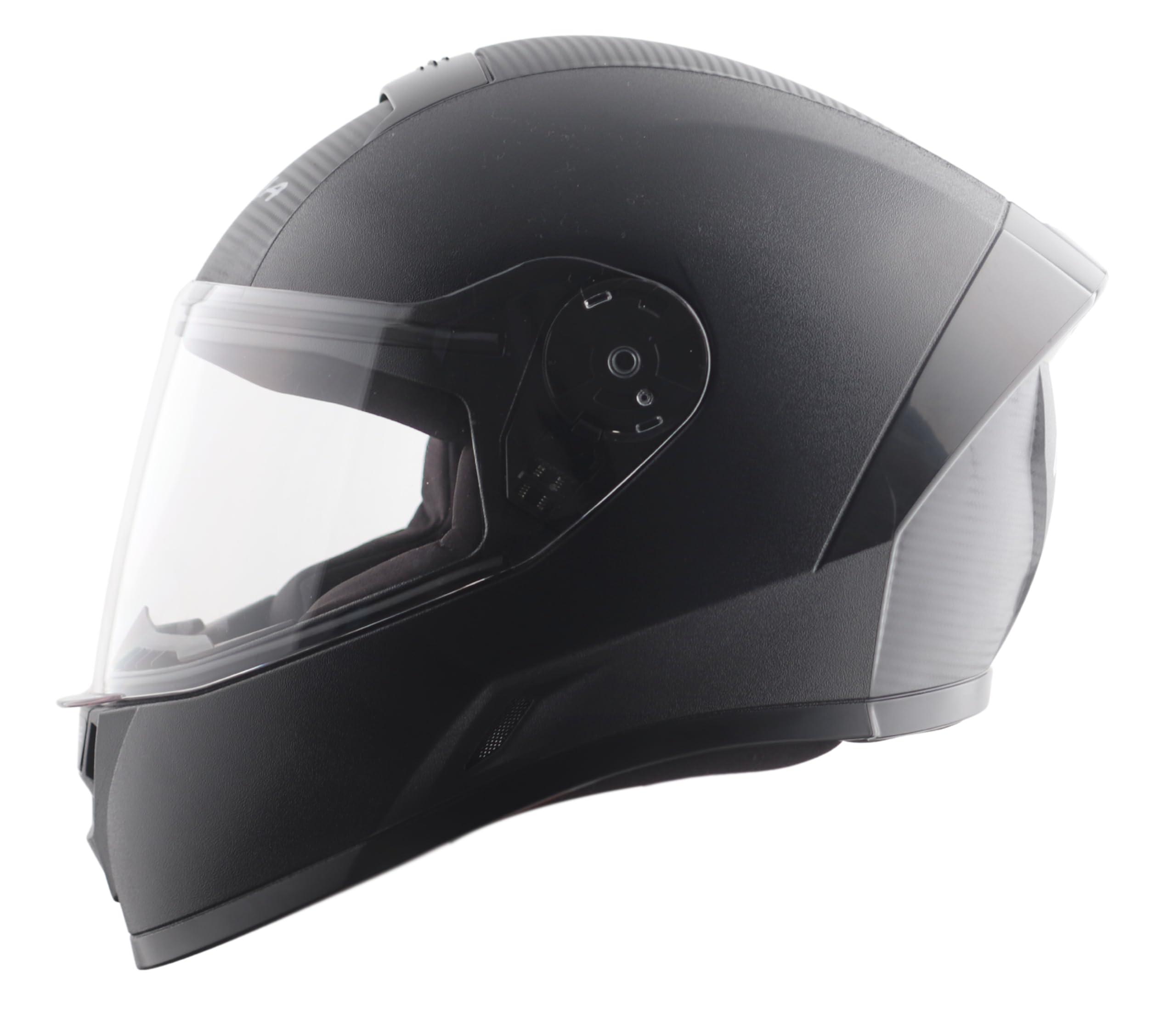 Vega Ranger ISI Certified Texture Finish Lightweight Full Face Helmet for Men and Women with Scratch and UV Resistant Clear Visor-Black-M
