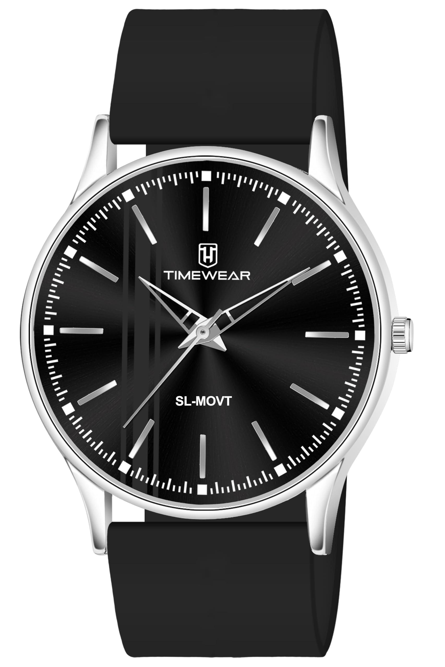 TIMEWEAR Analog Black Dial, Black Silicone Strap Watch for Men