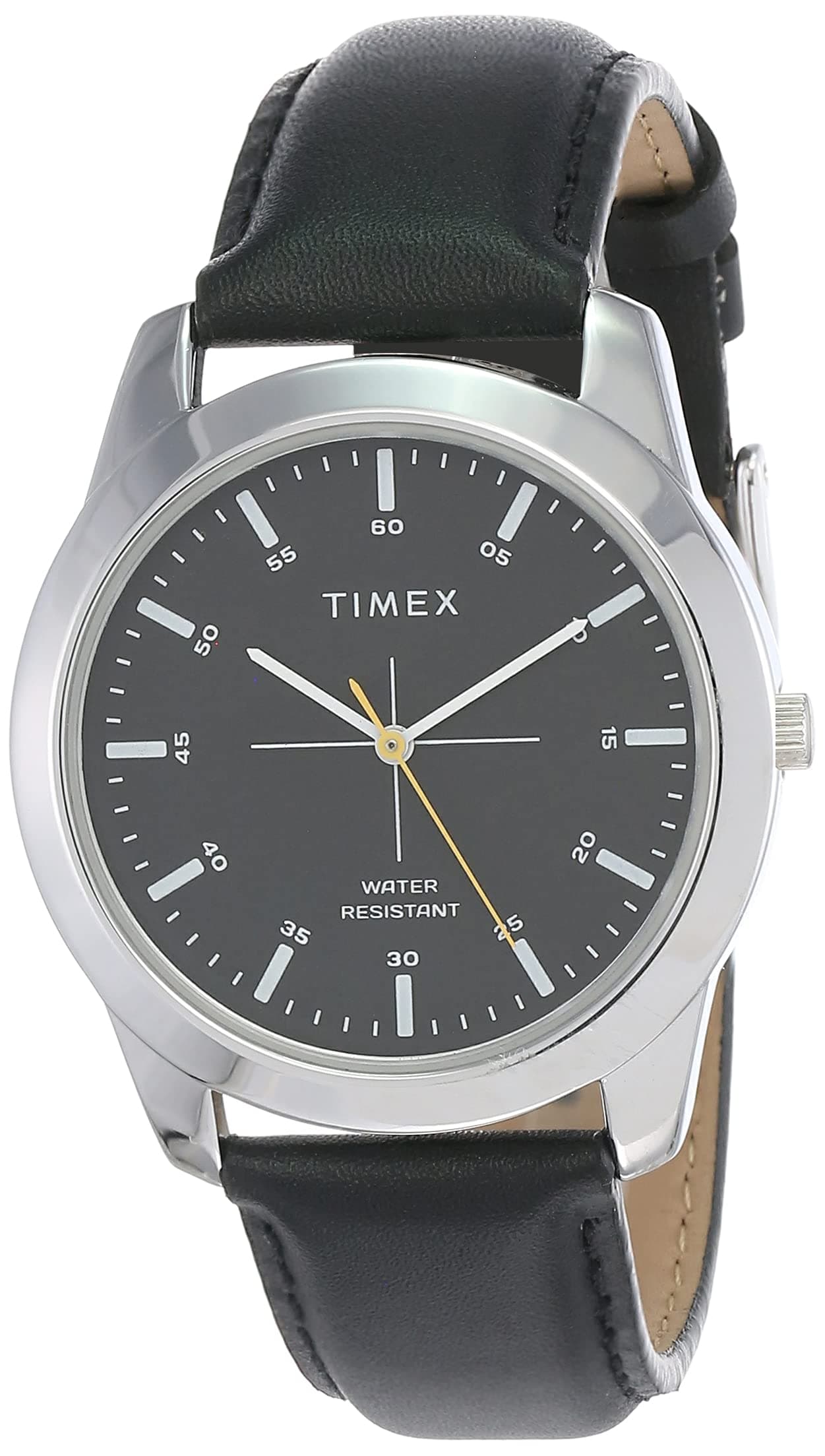 TIMEX Classics Analog Watch for man with Black Round Dial & Black Leather Strap Band Water Resistant Men's Wrist Watches - TW00ZR263E