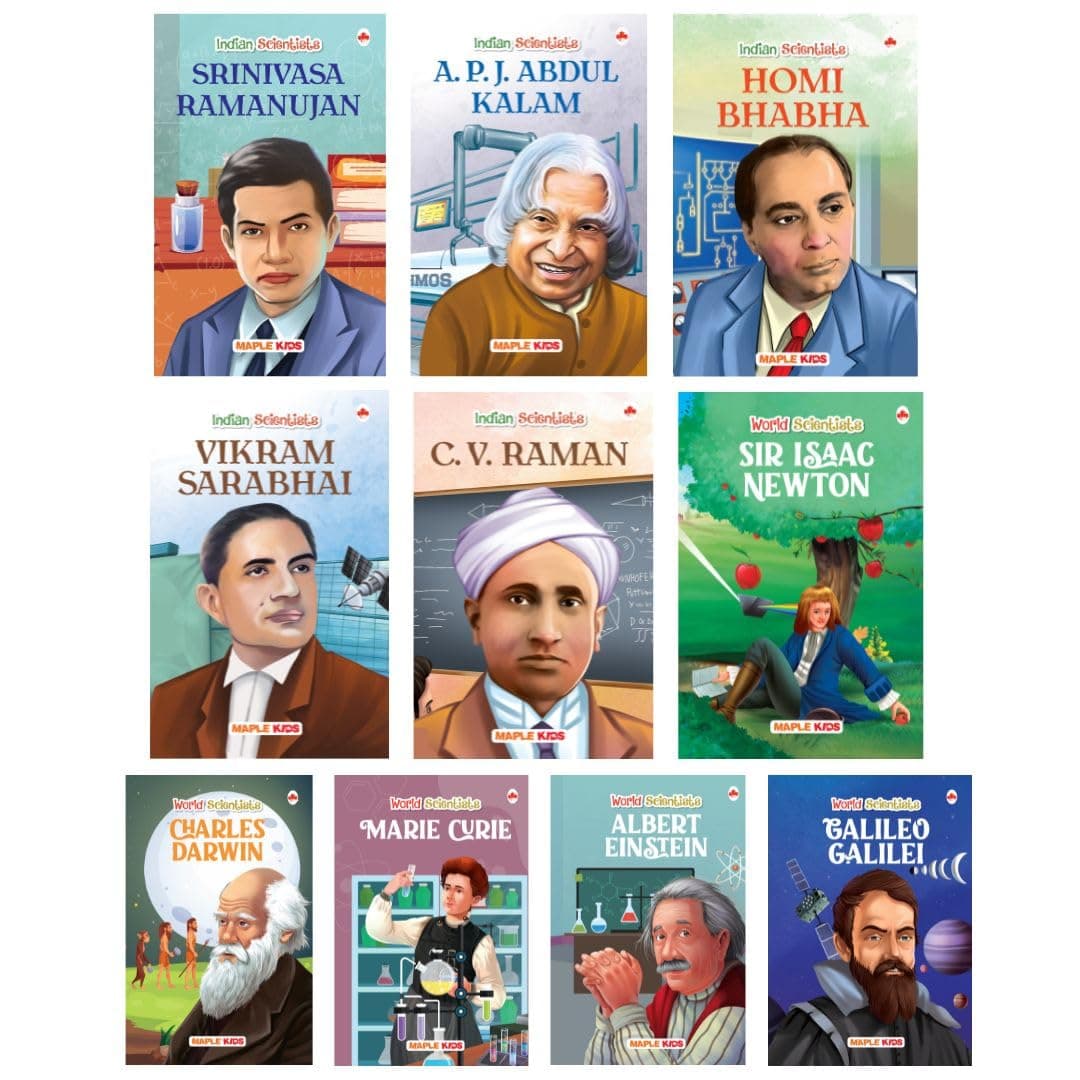 Story Books for Kids (Set of 10 Books) (Illustrated) - World & Indian Scientists - Biographies for Children - 6 Years to 10 Years Old - CV Raman, Homi Bhabha, Ramanujan, Abdul Kalam etc