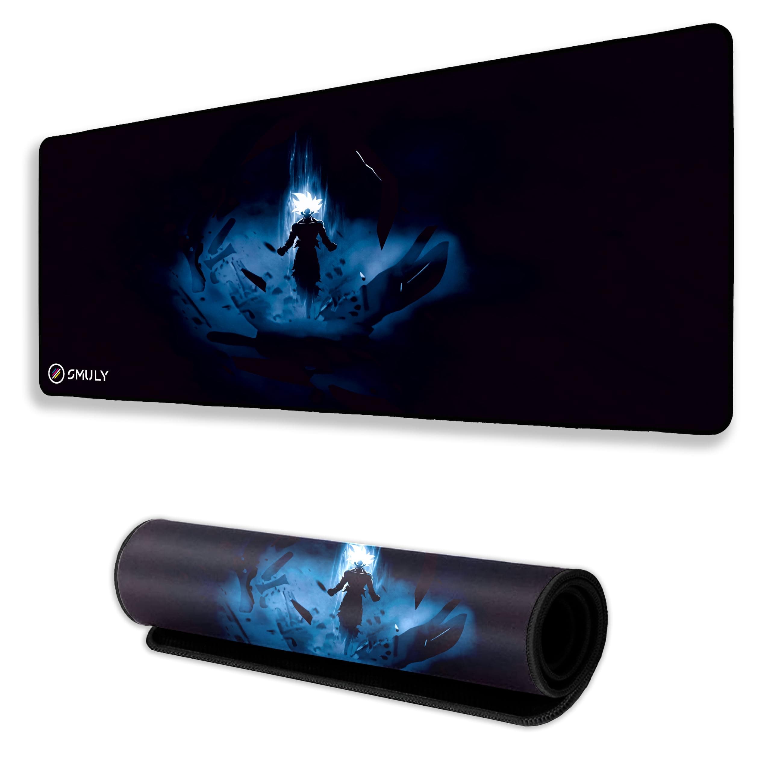SMULY Blue Energy Warrior Mouse Pad 11×23Inch 2mm Extended Gaming Desk Mat with Anti-Slip Rubber Base Mousepad for Smooth Surface Desk pad for PC & Laptop Use Waterproof & Stiched (Multicolour)Deskpad