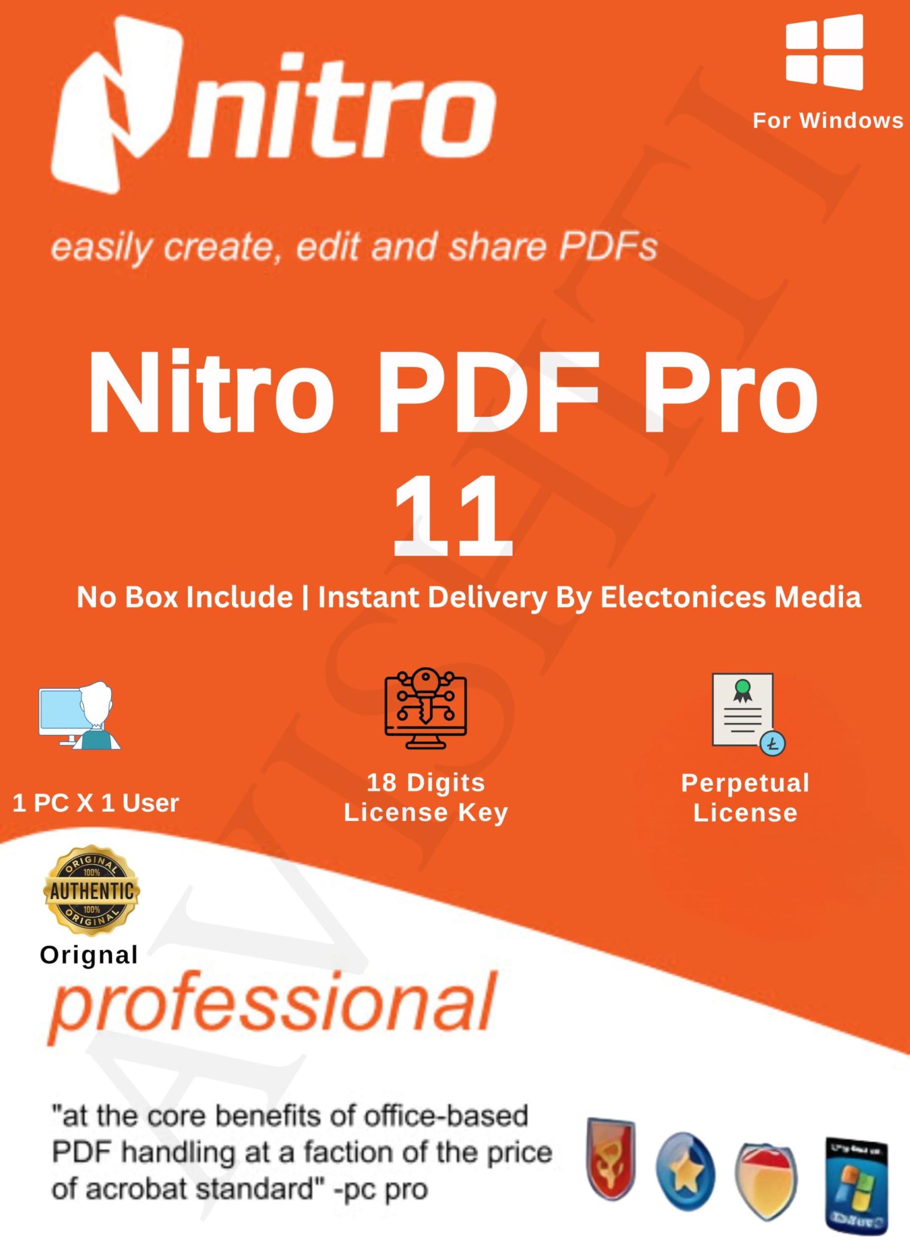 AVISHITI Nitro PDF Pro 11 | Latest 2024 | PDF Editor & All PDF Solutions | Lifetime Validity | 1 X 1 PC | Compatible For Windows