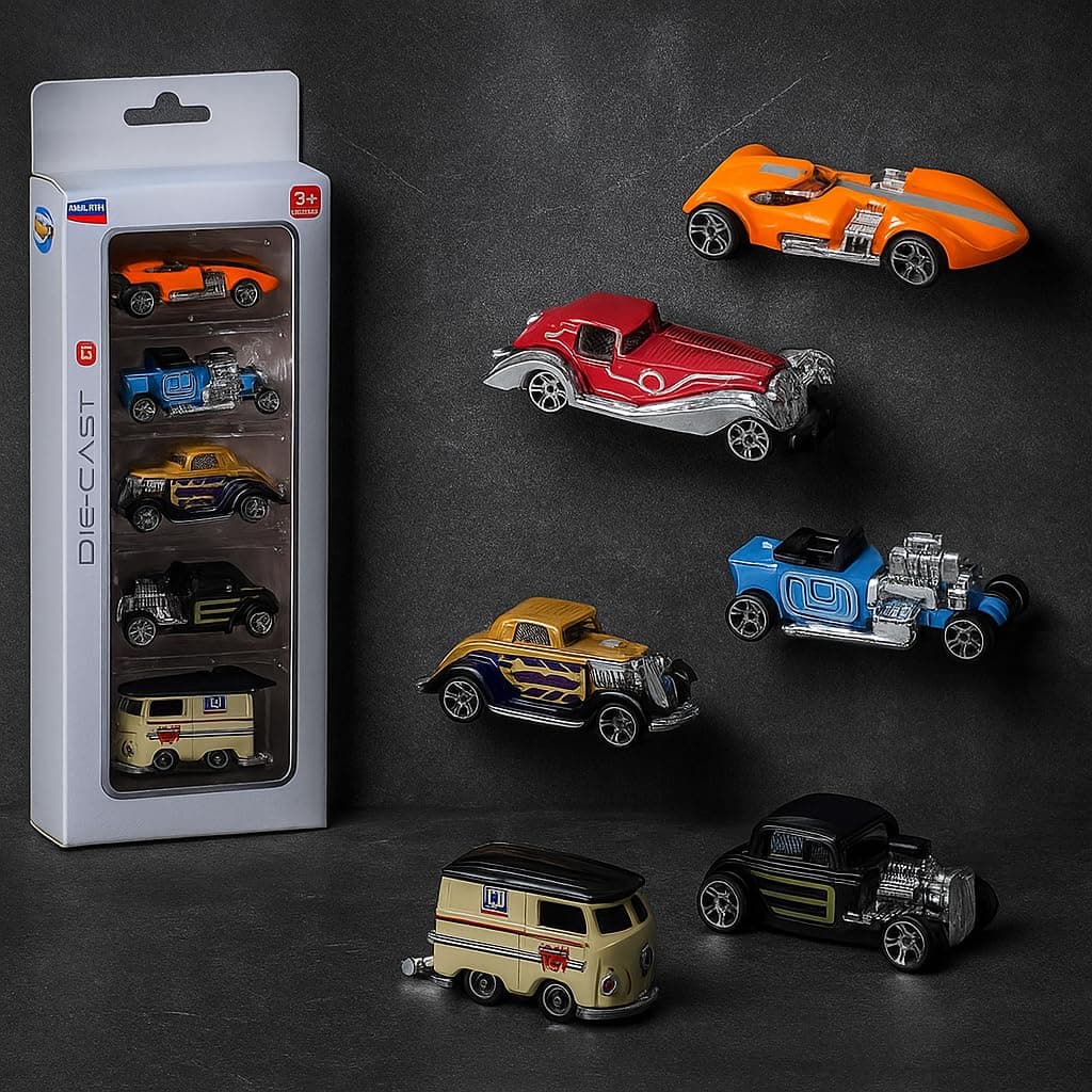 Umadiya® Model Alloy Vehicle Model Vintage Metal Car 6 Pcs Vehicles, Free Wheel High Speed Die-Cast Vehicle Play Set, Birthday Decorations Gift Movie Vehicle Racing Car for Kids