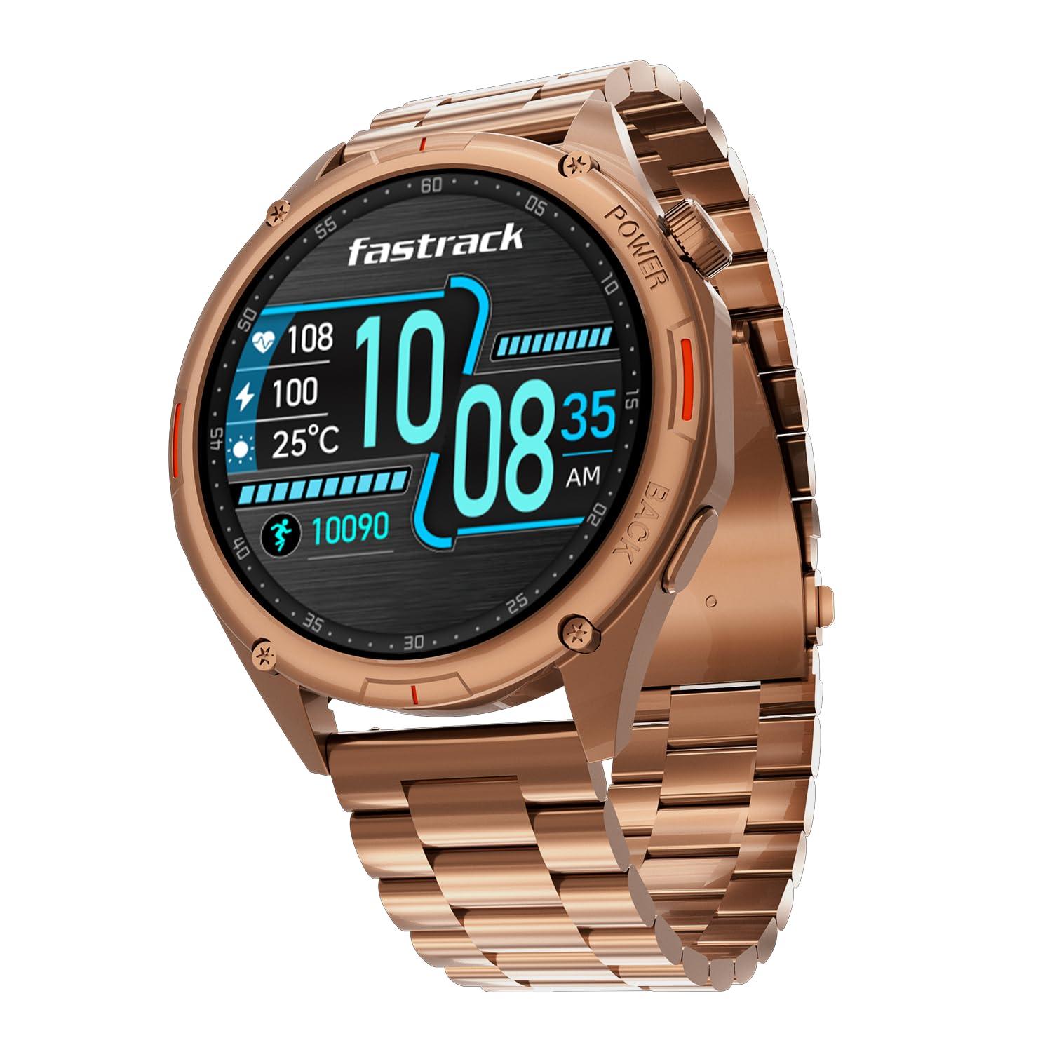 Fastrack Marvellous FX1 1.43" AMOLED Smart Watch with SpO2 Monitoring, Sleep & Mood Tracking, Bluetooth Calling, AI Voice Assistant, Alloy Case – Smartwatch for Men & Women (Rose Gold)