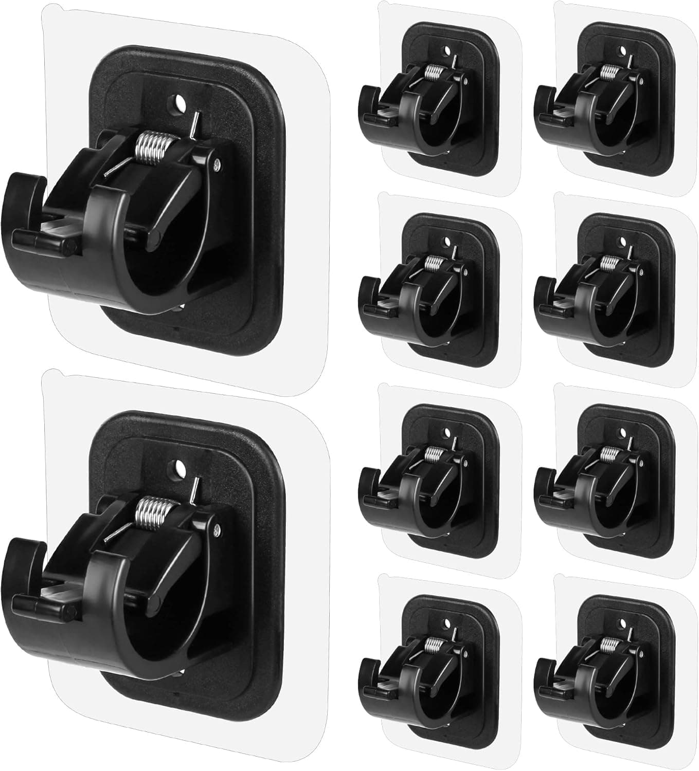 ELMVIA QARB No Drill Curtain Rod Brackets No Drilling Self Adhesive Curtain Rod Holder Hooks Nail Free Adjustable Curtain Holders for wall Curtain Hangers (6PCS Black)