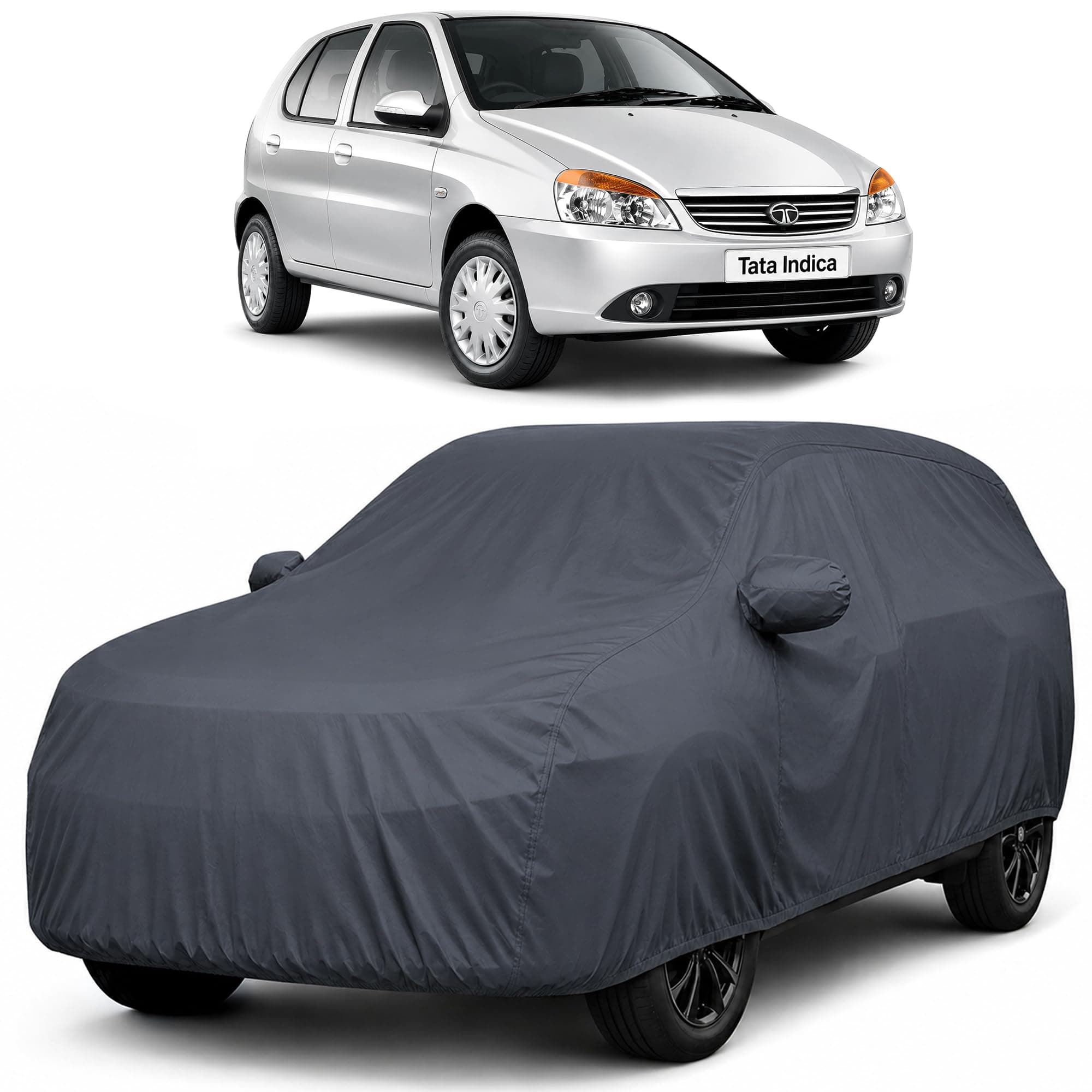 Autofact Car Body Cover Compatible with Tata Indica | Custom Fit Car Cover |100% Waterproof | Triple-Stitched Lightweight Fabric | Dustproof | Indoor & Outdoor Use | Elastic Bottom