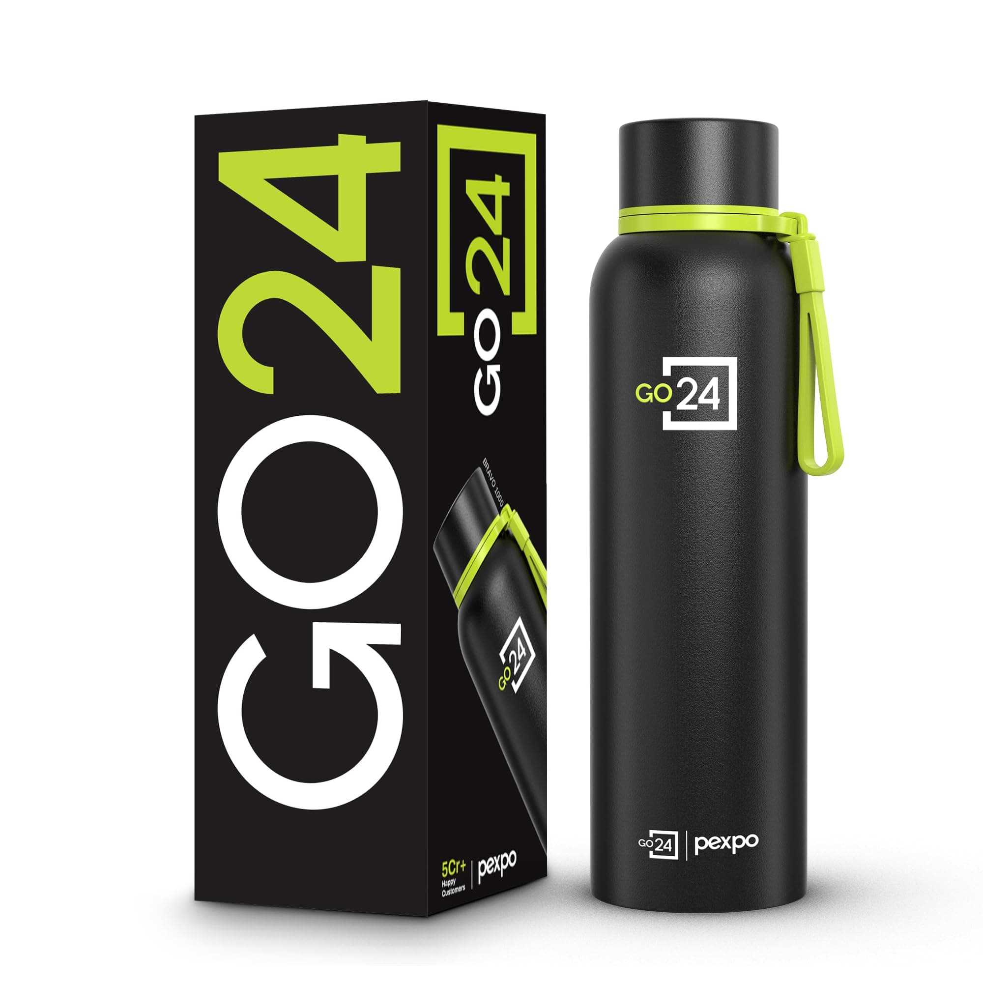 Go24 pexpo Stainless Steel Thermo Flask Bravo Knight Black 980ml