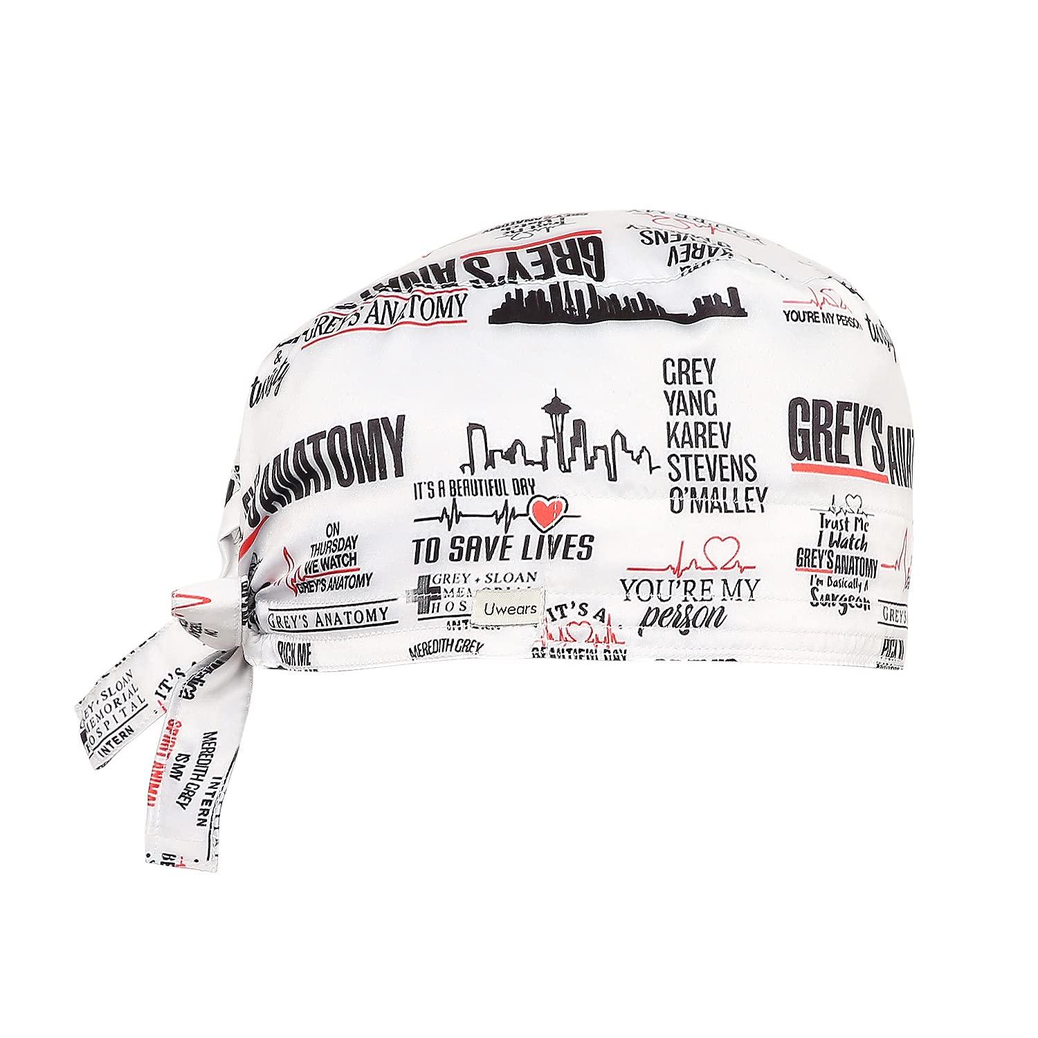 Associated Uniforms Printed Satin Scrub Cap Unisex with Sweat Band (Grey's Anatomy)