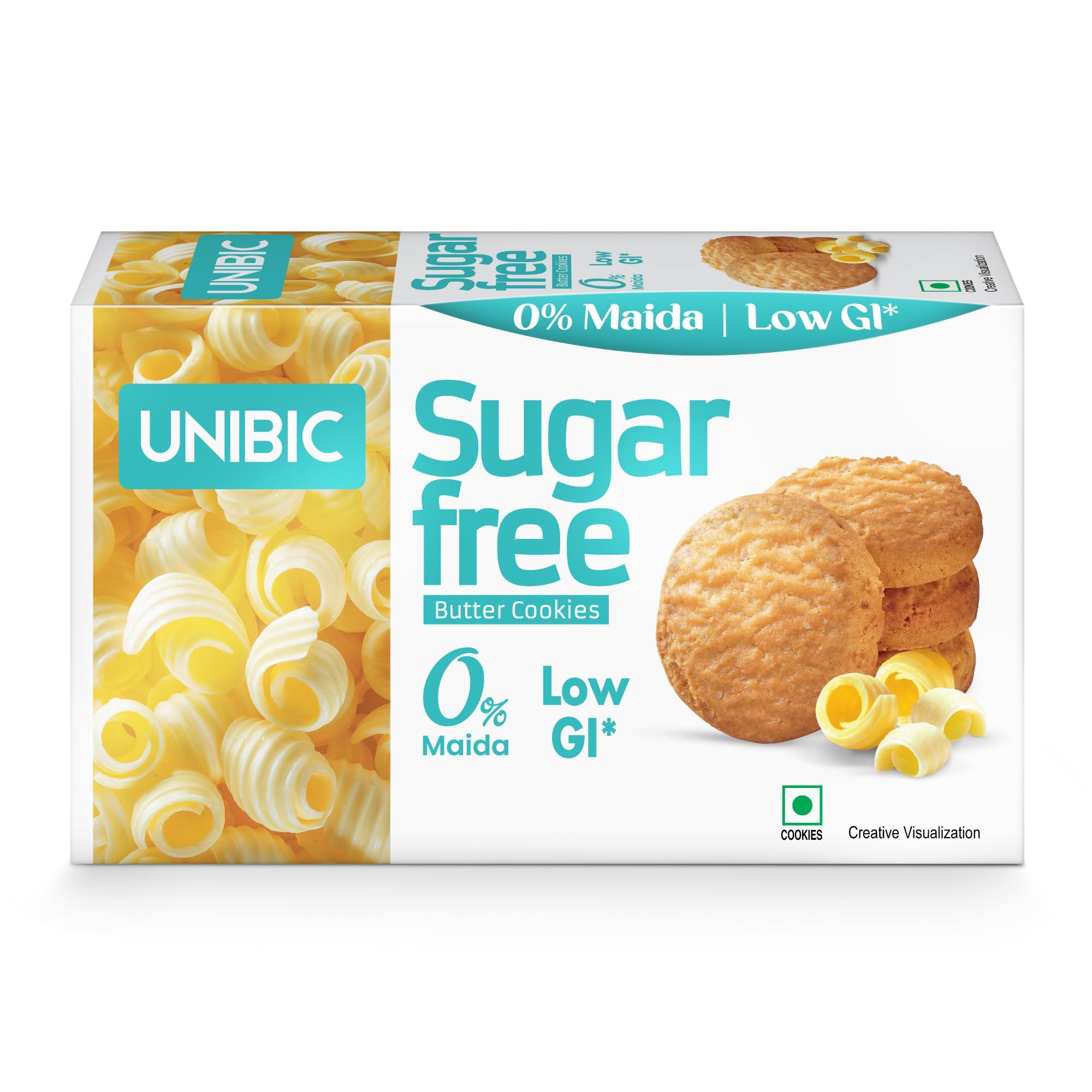 Unibic Sugar Free Butter Cookies 202.5g I Low GI No Maida I Sugar-Free Snack I Healthy Cookies (weight may vary) Pack of 1