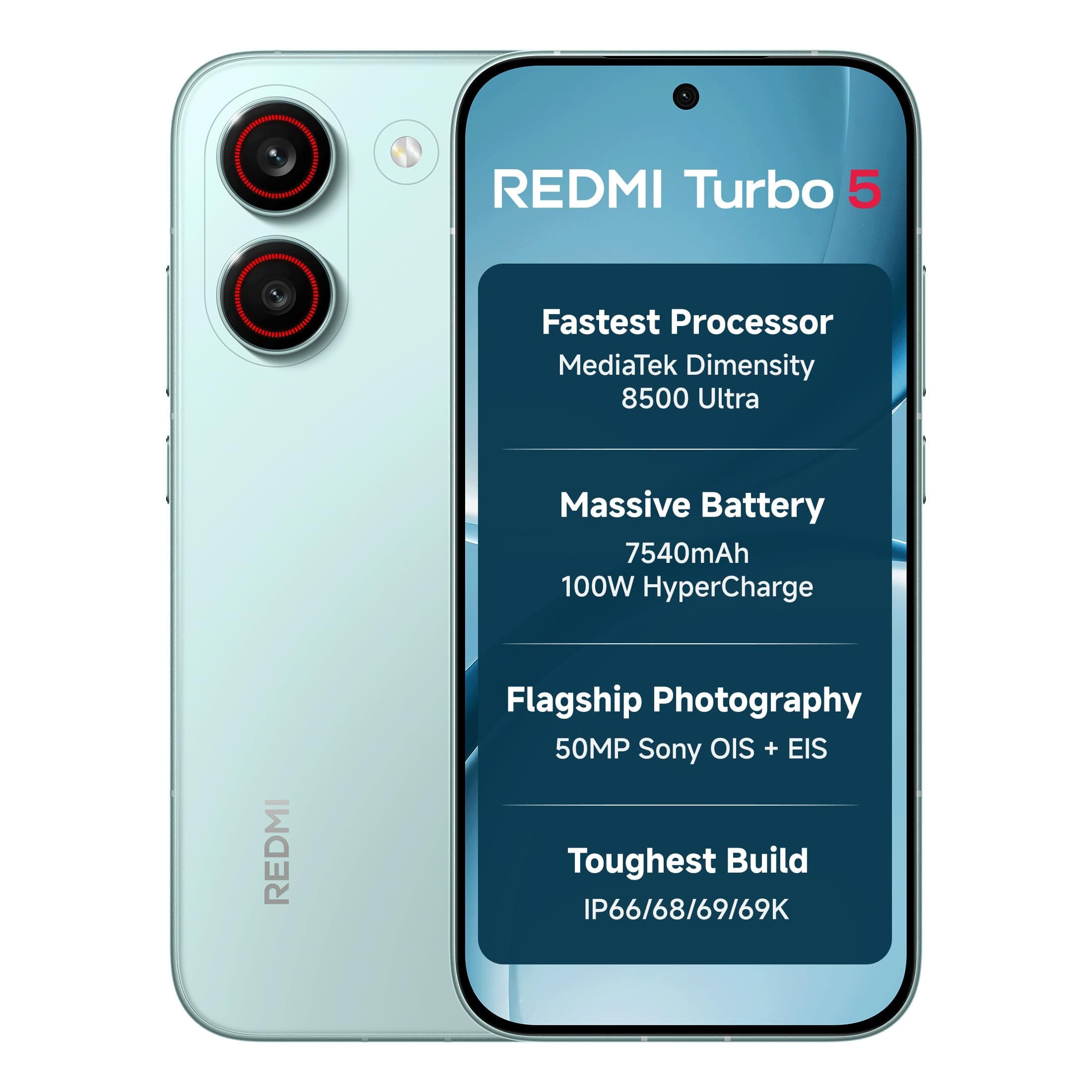 REDMI Turbo 5 (8GB + 256GB) Nitro Blue | Dimensity 8500 Ultra | Mega 7540mAh Battery | 100W HyperCharge | Compact 16.75cm(6.59) 120Hz AMOLED Screen | 50MP Sony OIS Camera