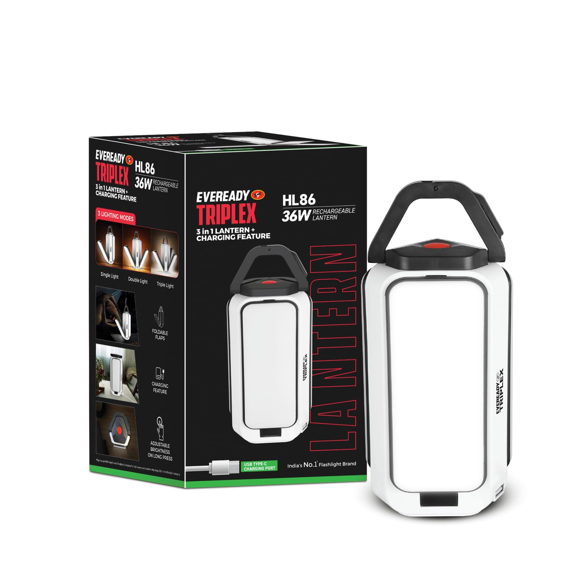 Eveready Triplex HL86, 36W Rechargeable Lantern + Powerbank, ABS Build