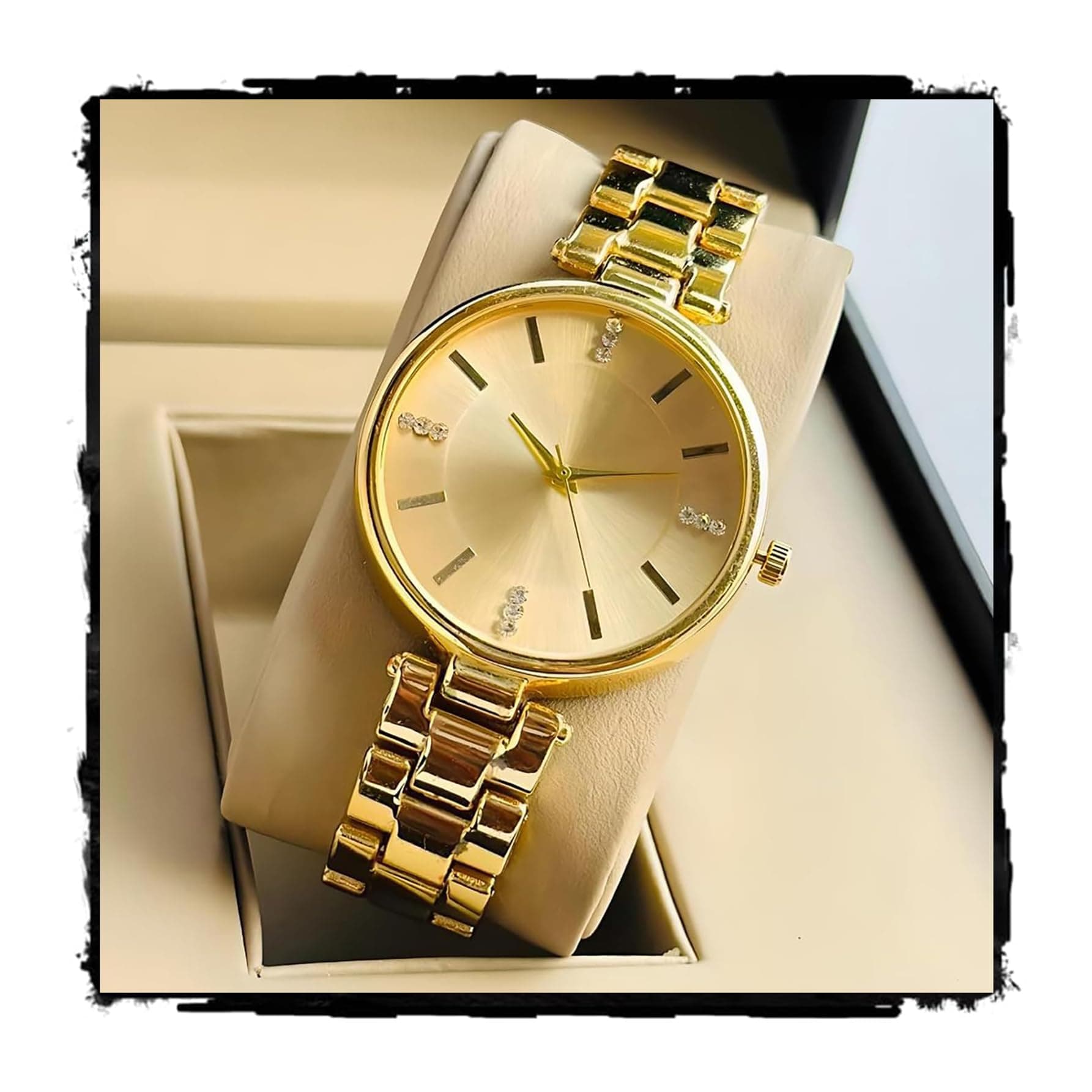 styledose Women Analogue Wrist Watches for Women's & Girls&Miss&Ladies Diamond Studded Dial Rosegold Colored Stylish Bracelet Strap (Gold)