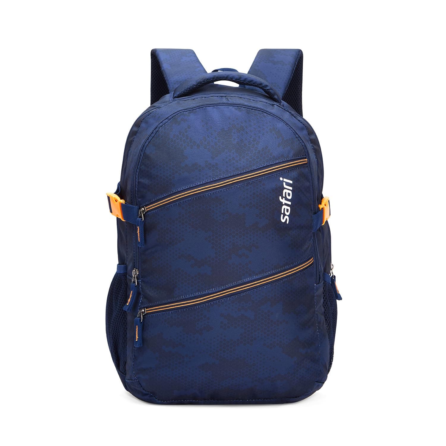 Safari Omega Plus 30L Casual Laptop Backpack, 2 compartments, Raincover, Organizer, Full body print, Bottle holder, Front pockets Color- Blue