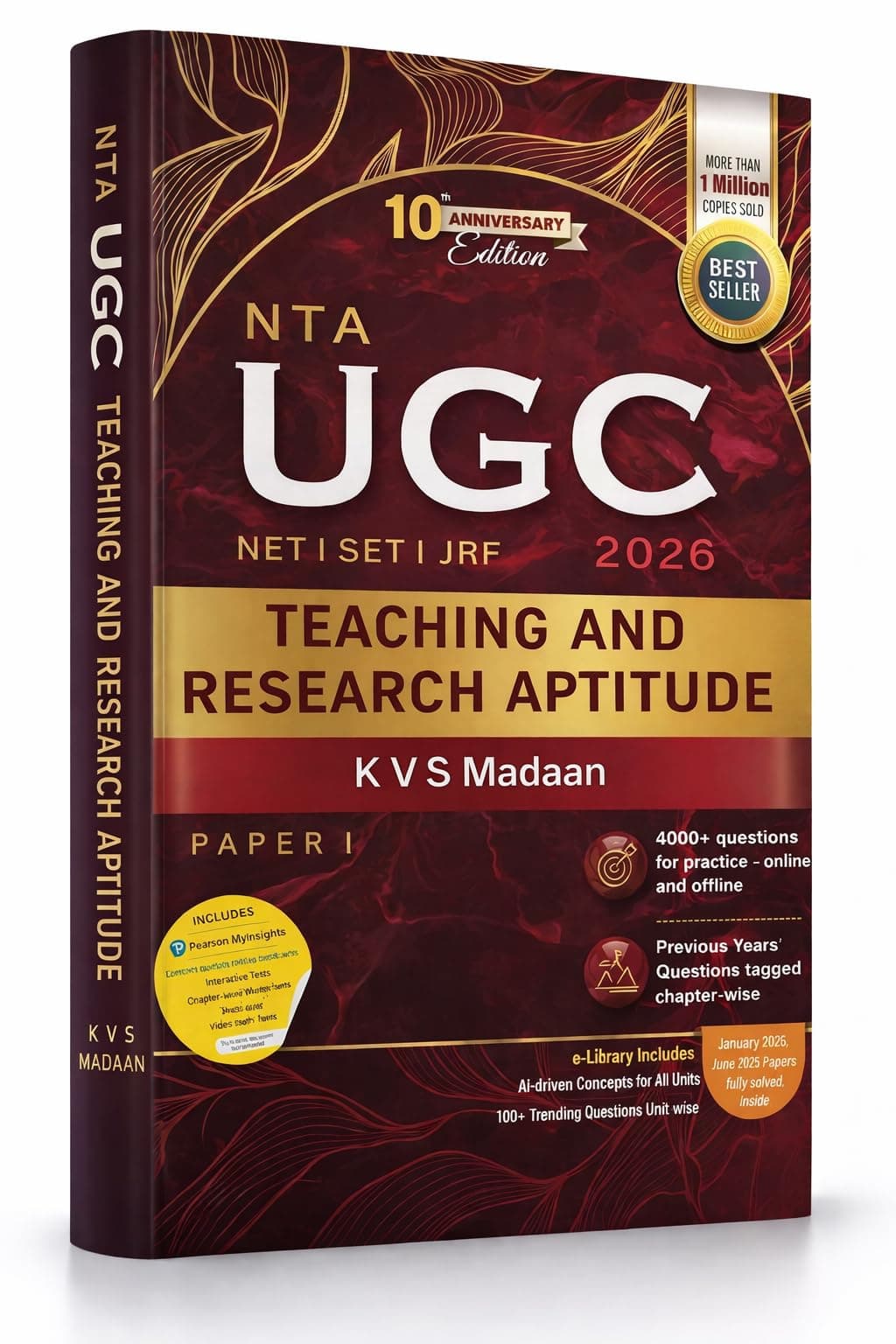 Pearson 2026 UGC NET Paper 1 Teaching & Research Aptitude by KVS Madaan | NET/SET/JRF |4000+ Practice Questions|Unit-wise PYQ| 2026 January & 2025 June Fully solved paper