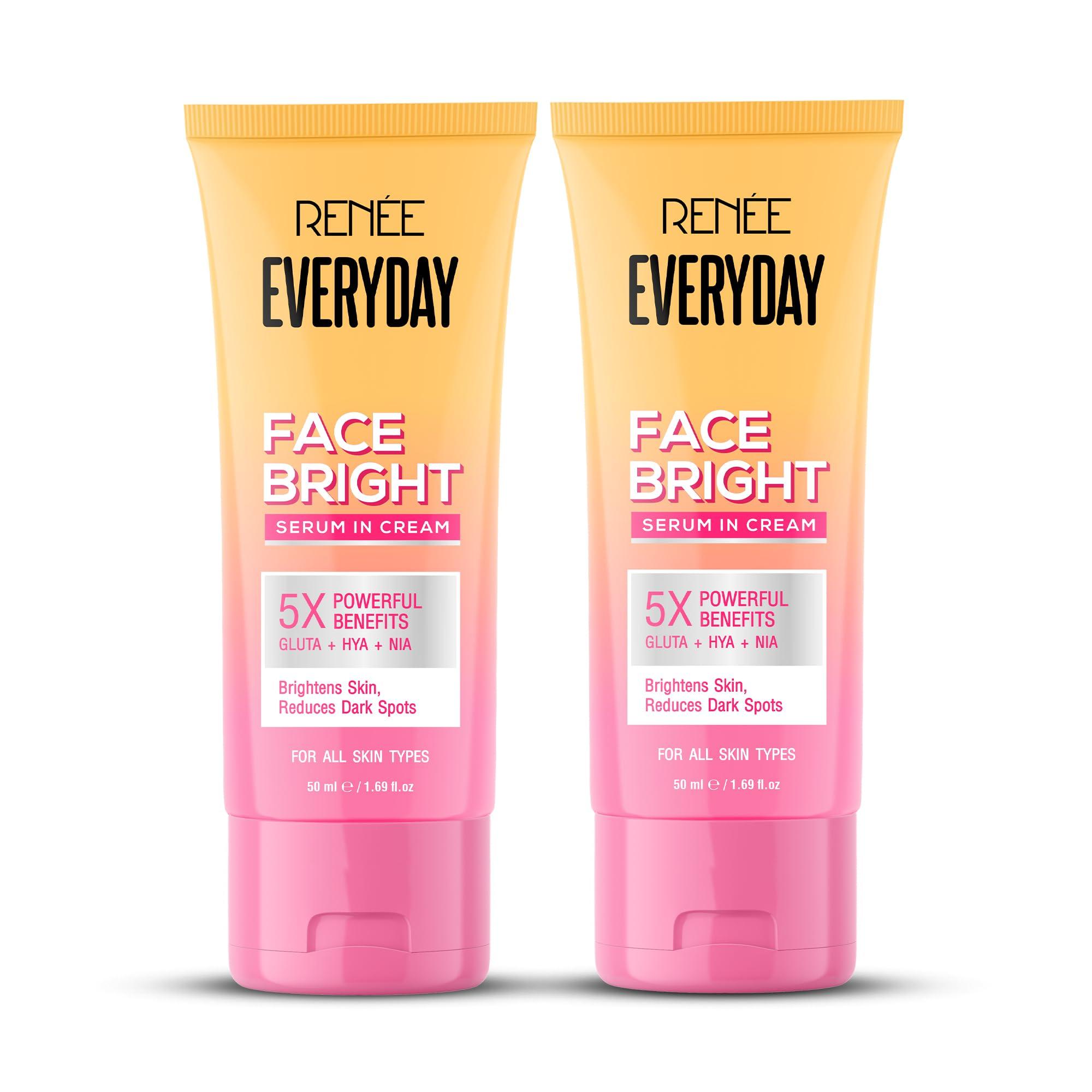 RENEE Everyday Face Bright Serum In Cream | Brighter, Hydrated Skin | Reduces Dark Spots, Even Skin Tone | With Niacinamide, Hyaluronic acid & Glutathione | Pack Of 2