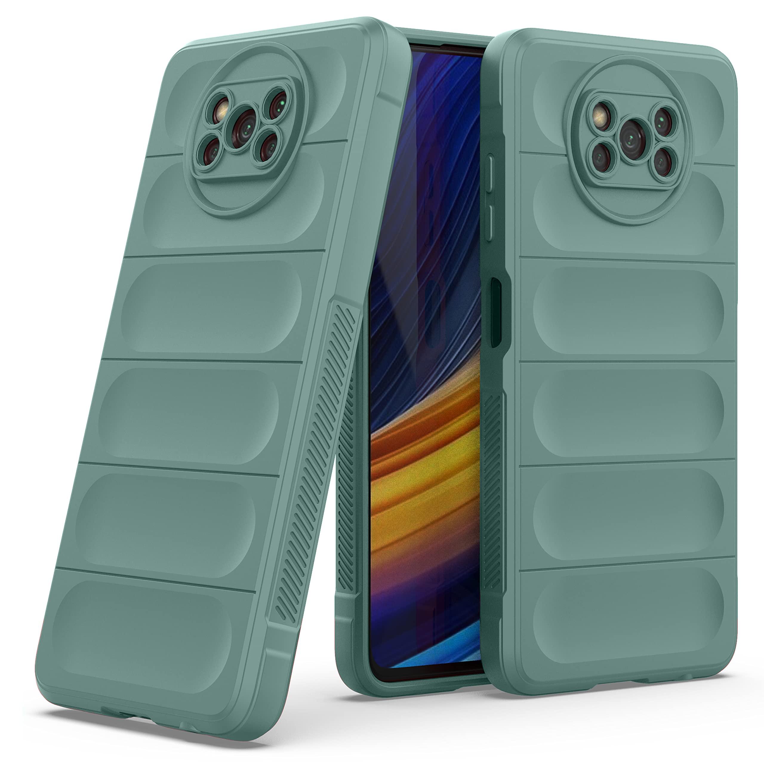 Zapcase Back Case Cover for Poco X3 / Poco X3 Pro | Compatible for Poco X3 / Poco X3 Pro Back Cover | Liquid Silicon Magic Case with Camera Protection | Dark Green