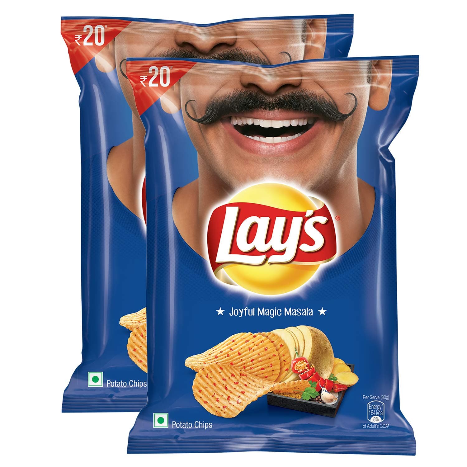 Lay's Potato Chips - Joyful Magic Masala, 52Gram (Pack of 2)