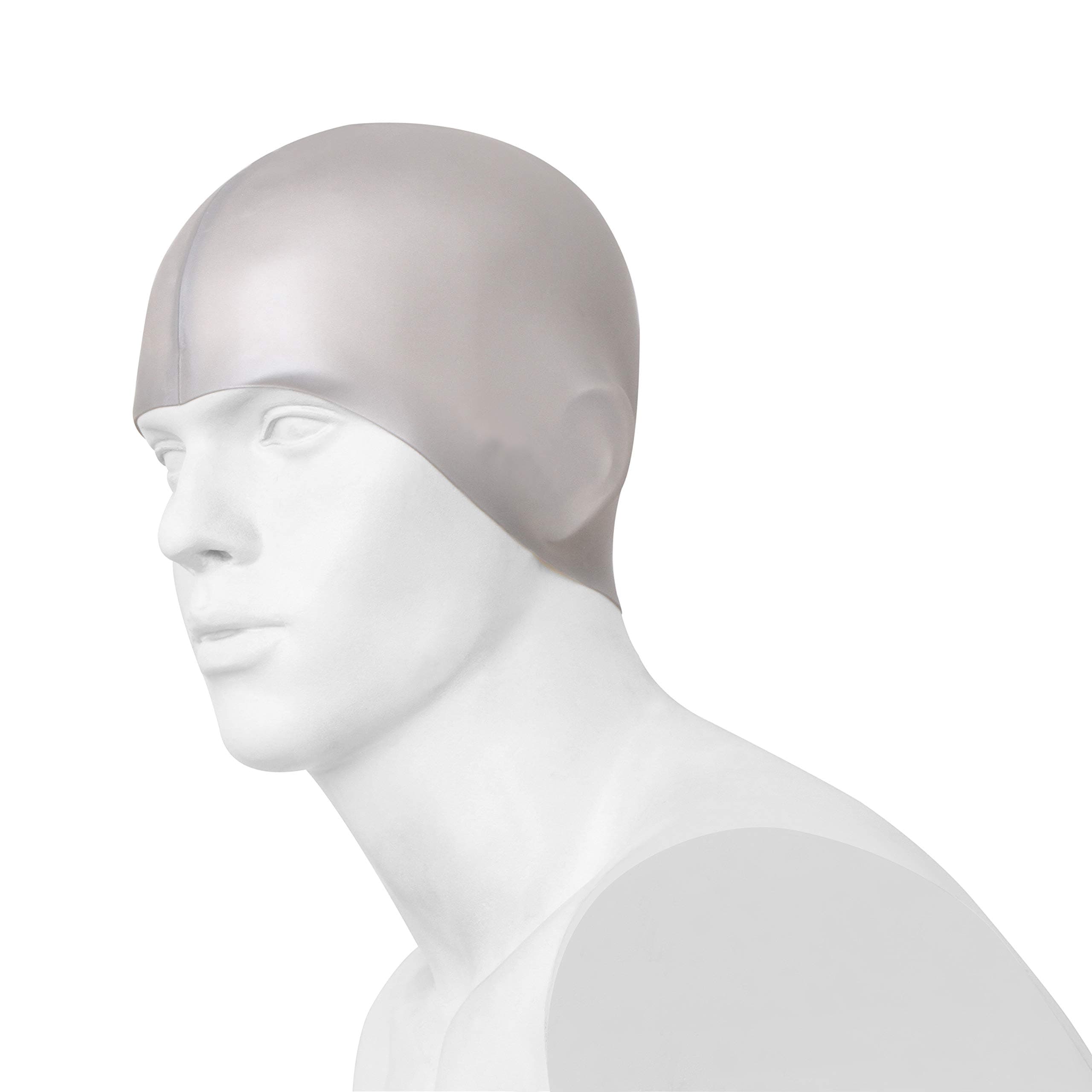 Nivia Classic Silicone Adult Swimming Cap (Silver)