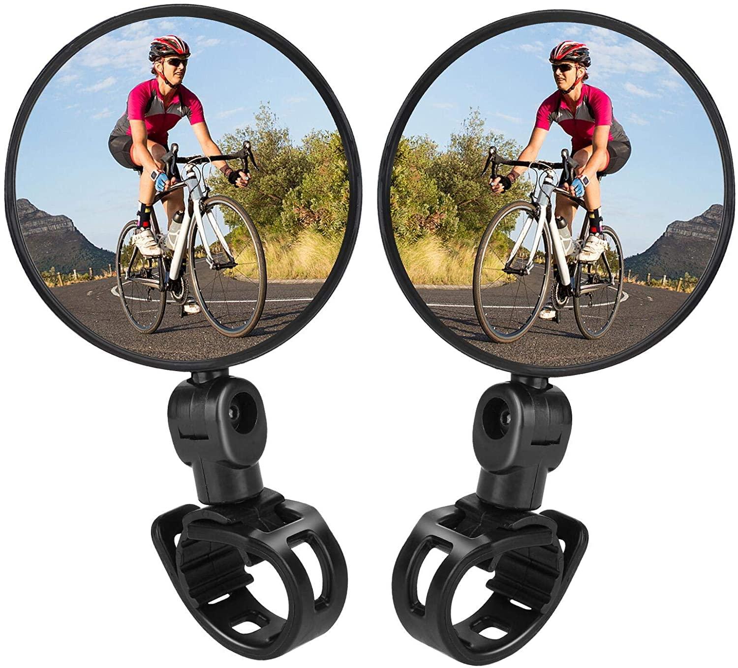 Linist Bicycle Mirror, Bicycle Cycling Rear View Safe Mirrors, Adjustable Rotatable Handlebars Mounted Plastic Convex Mirror for Cycle |Wide Angle View | 6 Months Warranty