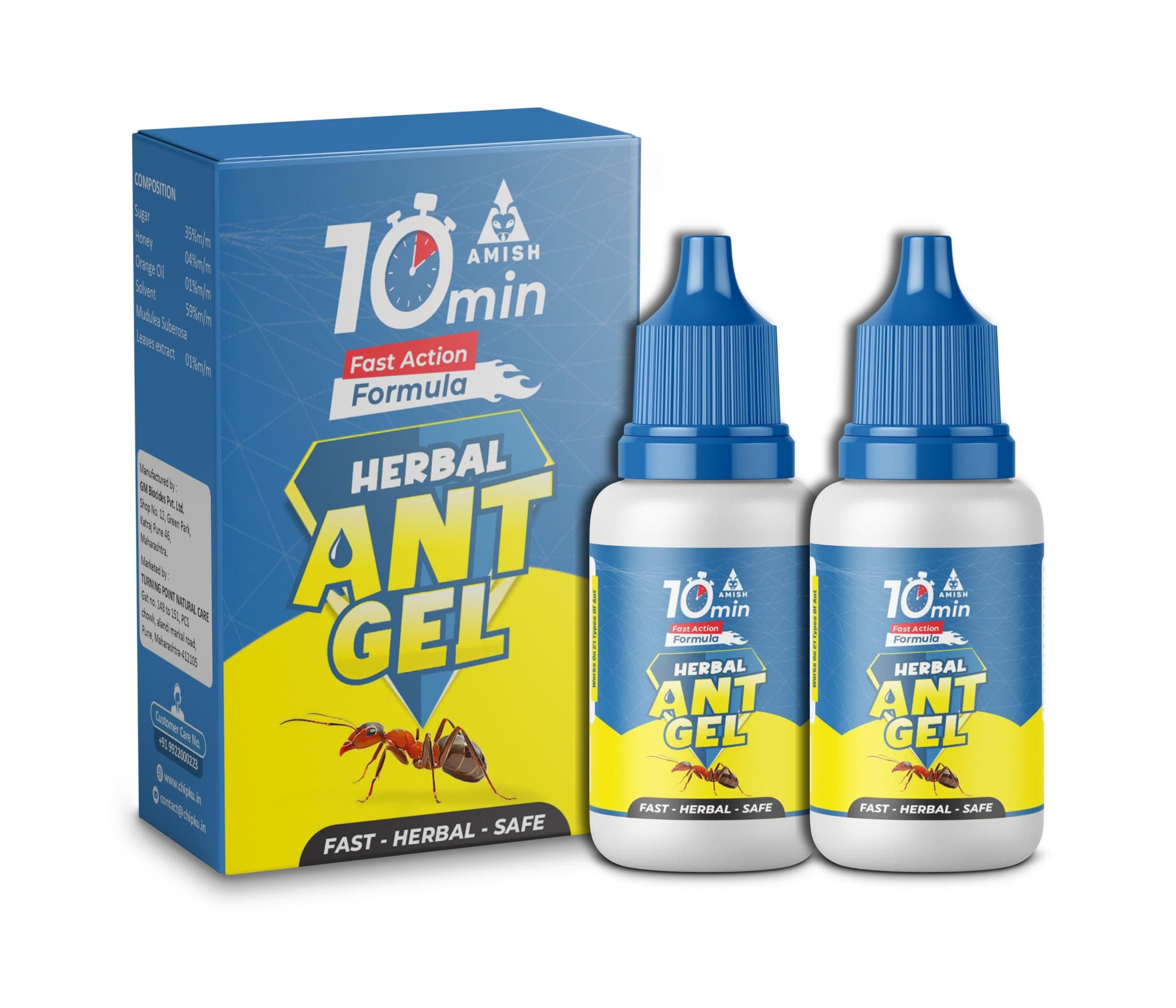Amish Herbal Ant Gel Pack of 2 | 10 Min Max Bait Formula | Powerful Organic Repellent & Cleaner | Removes Red & Black Ants, Antox Pests | Natural Dawa Protector for Home & Kitchen