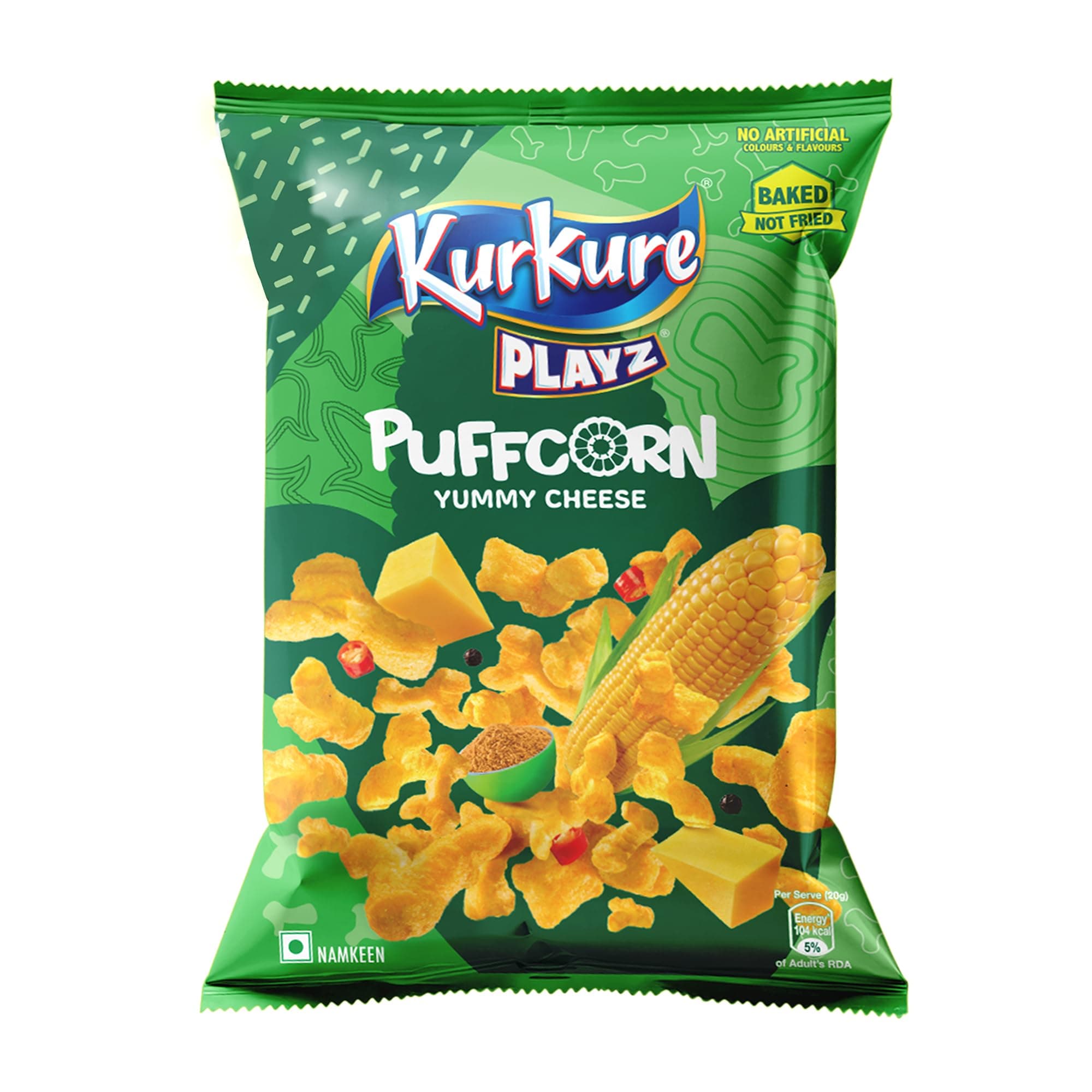 Kurkure Namkeen - Puffcorn (Yummy Cheese) - 52g /58g Pack (weight may vary)
