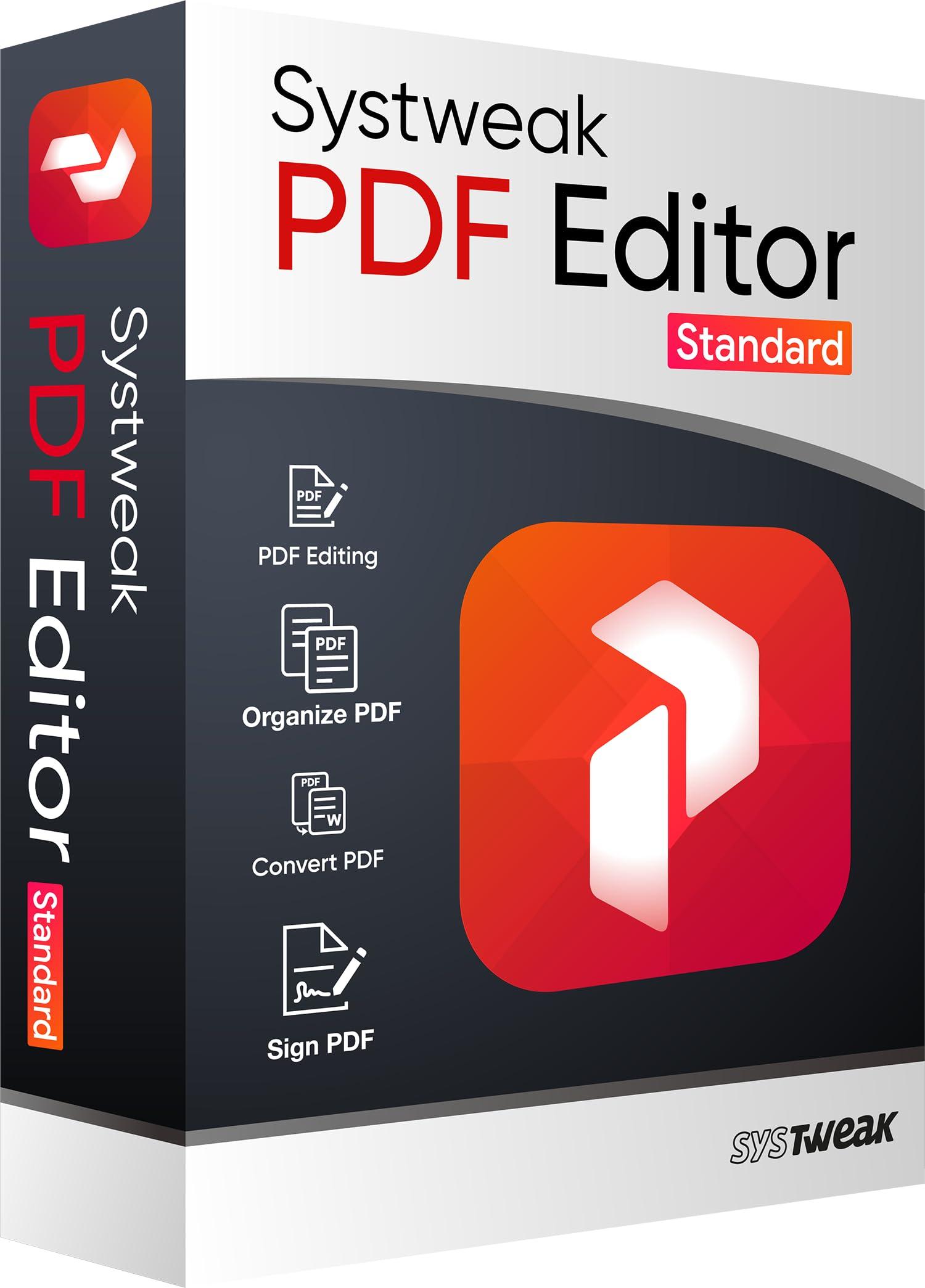 Systweak PDF Editor Standard - Software for Windows - 1 PC, 1 Year | View, Create, Edit, and Sign PDFs | Split (Via Email Delivery Only, No- CD)