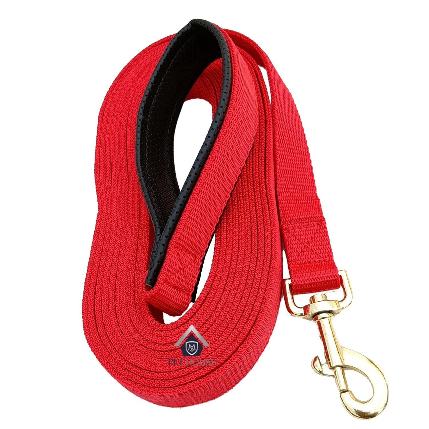 MS PET HOUSE Padded Dog Training Lead Leash 75 Ft Long (1" Wide, Red Color)