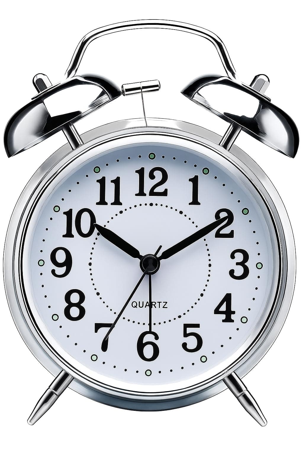 AERYS Retro Twin Bell Table Clock with 1 Year Warranty,Metal Frame Alarm Clock with Night Backlight,Silent Movement,High Volume for Heavy Sleeper for Home,Office,Bedroom,Living Room(Silver Clock)