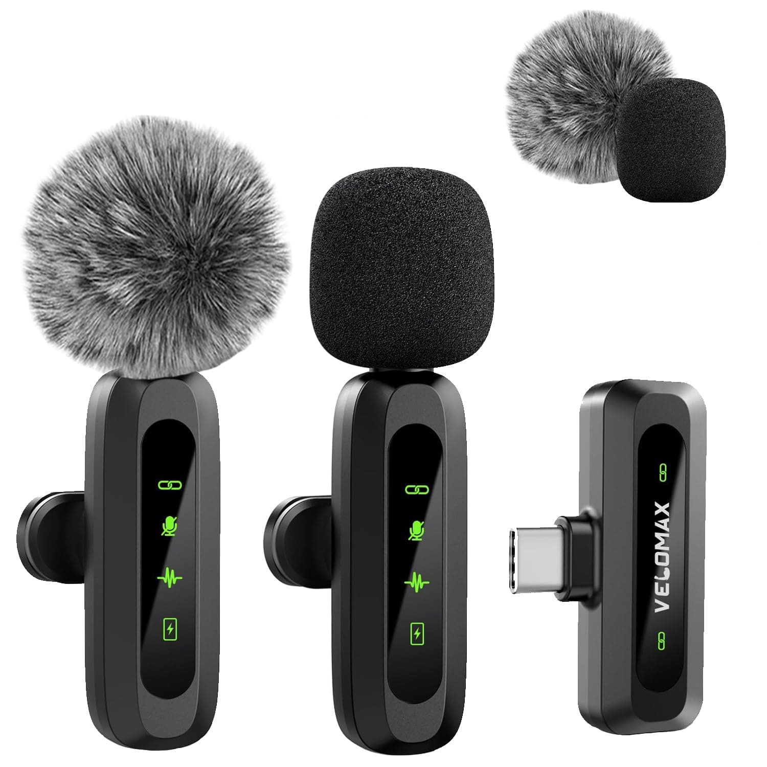 VELOMAX Mic for YouTube Wireless - Ultra-Clear Noise Reduction, 30M Stable Connection, Zero Latency, Plug & Play, Perfect Wireless mic for Youtubers Creators