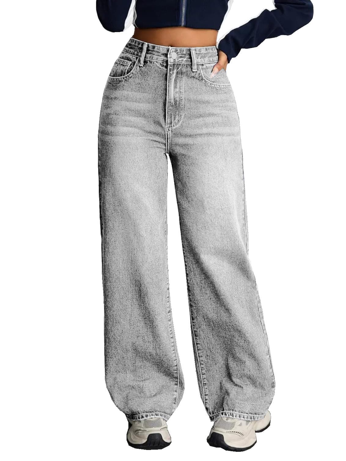 Nifty Women's Denim Stretchable High Waist Baggy Jeans for Women (1479_Gry_32_Grey_32)