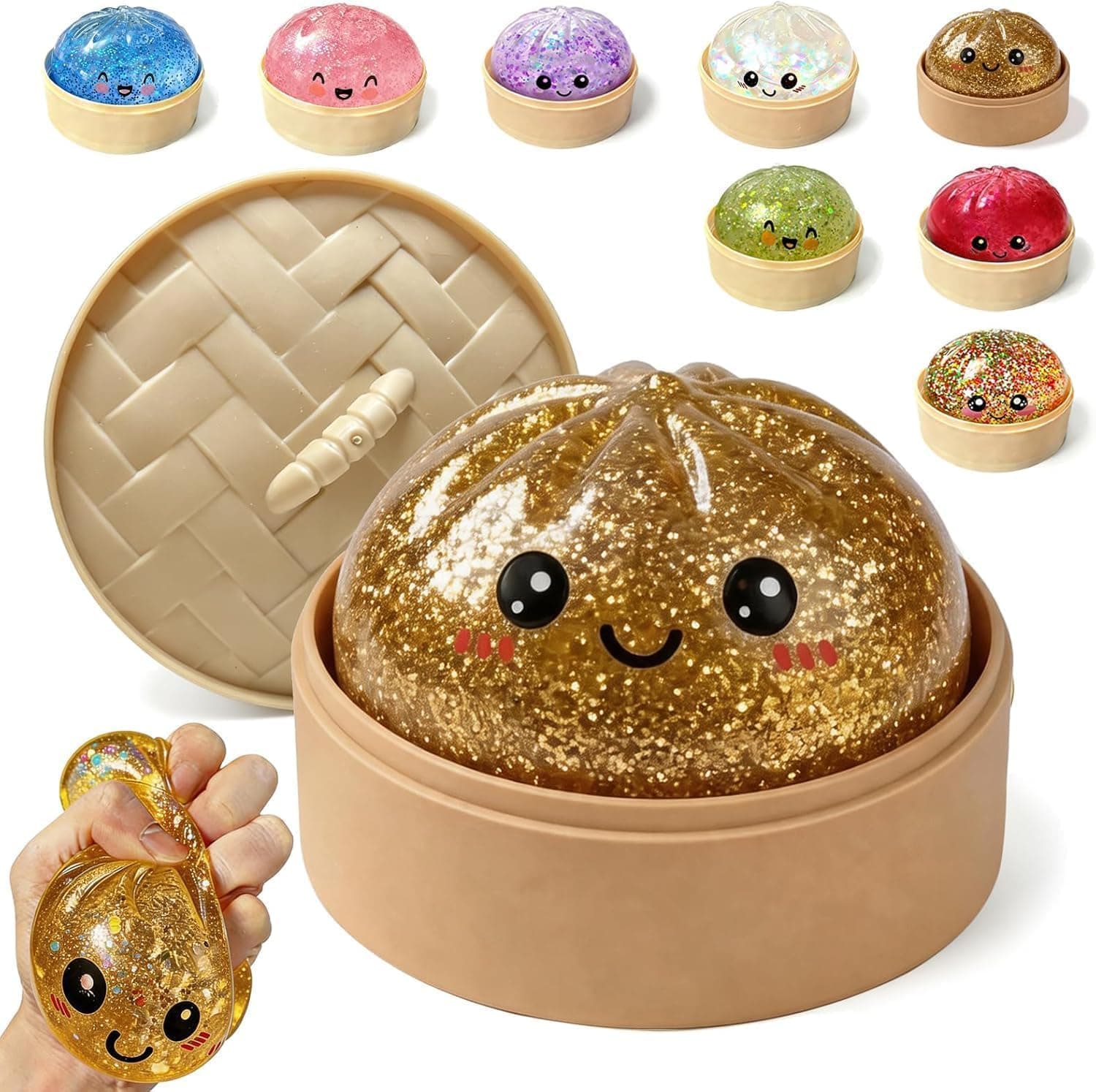 Qraftink Dumpling Squishy Mystery Box for Kids, Adults Anxiety Relief Cute Big Squishy Dumpling Stress Ball Squishy Dumpling Squishy Stress Relief Stretchy Desk Toys { Random Piece of 1 Multicolour }