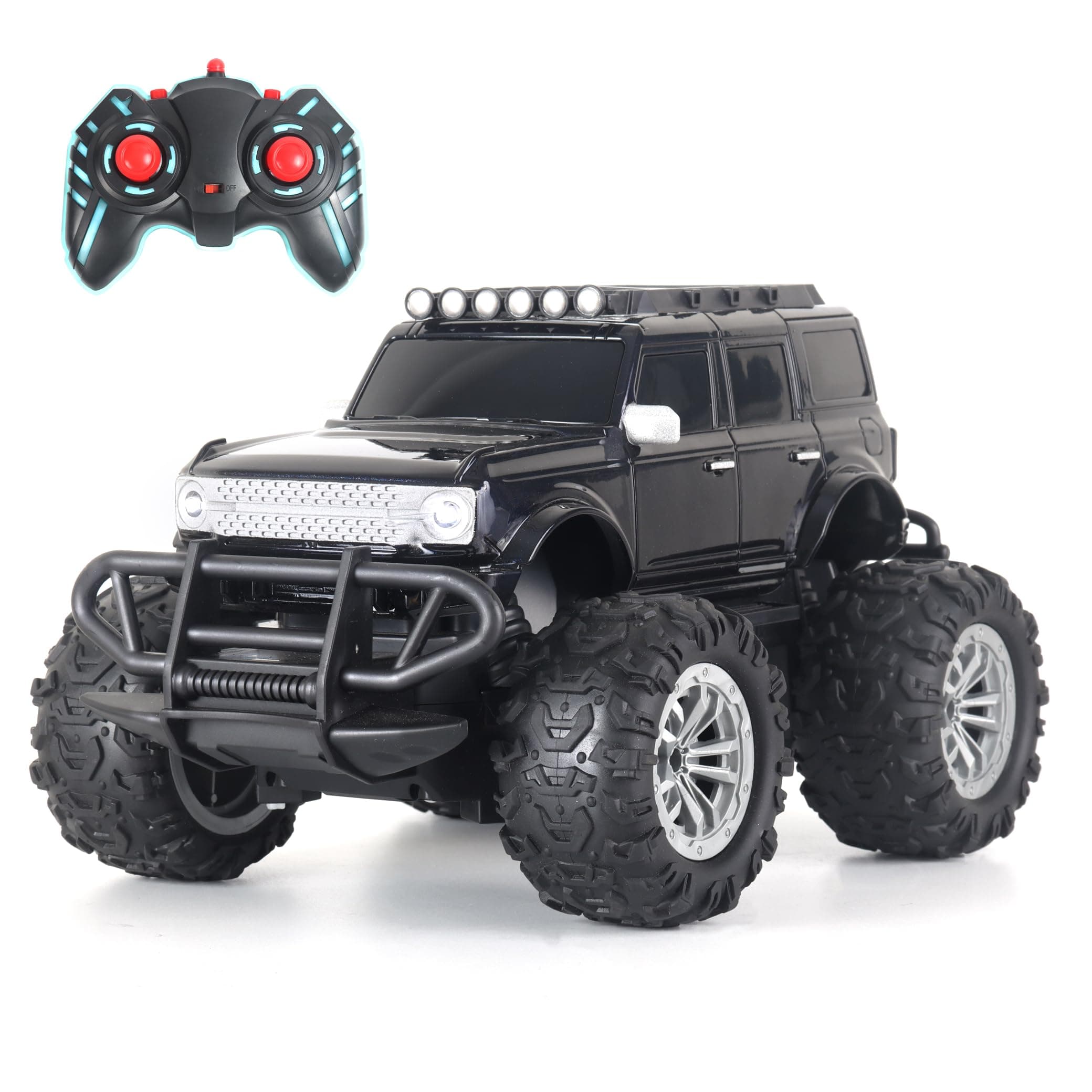popsugar Off Roader Rechargeable Remote Control Car | RC Car Monster Truck | 4 Headlight Modes | Lithium Battery | C-Type Charging | 2.4GHz Remote Controller | Made in India, Black