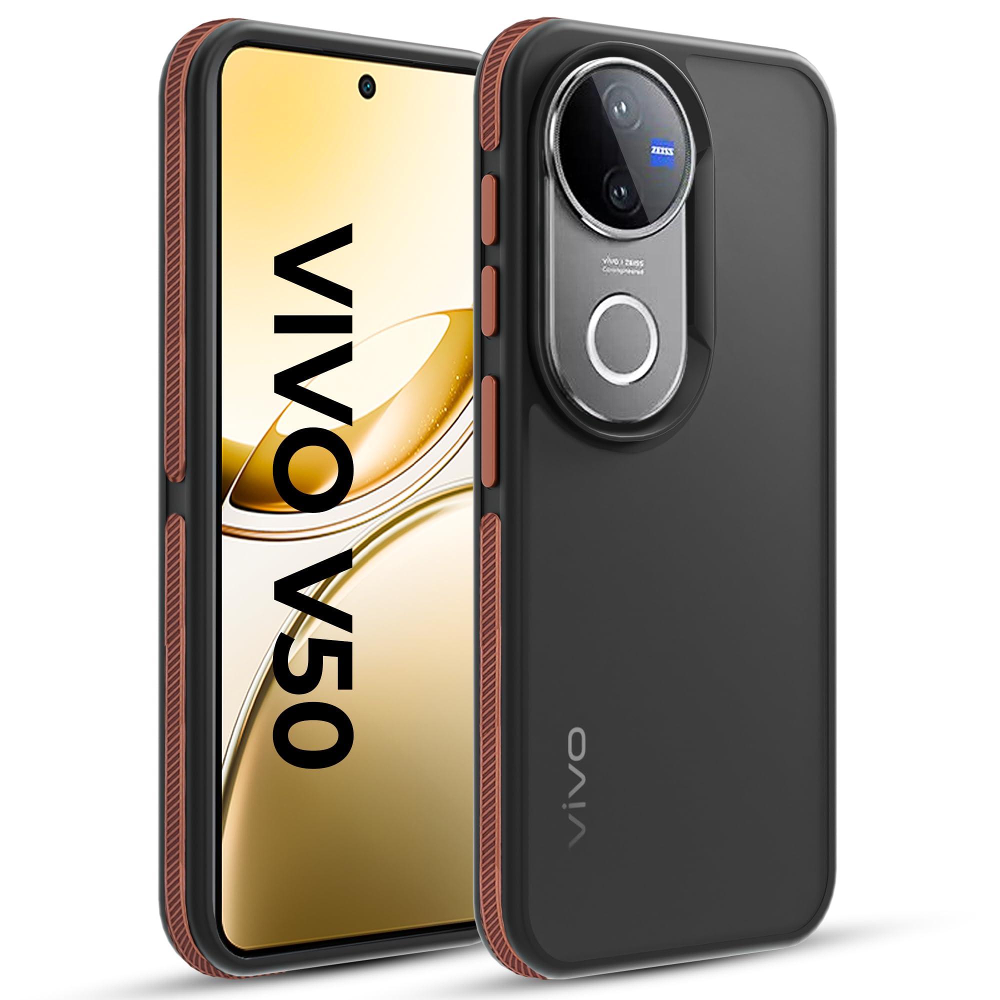 A rtistque TPU+PC Frosted Ultra Matte Back Cover Case for Vivo V50 / V50E 5G | Smooth Sides with Grip | Stylish Protective Design | Raised Camera Edges | Vivo V50 & V50E 5G Back Cover - Brown