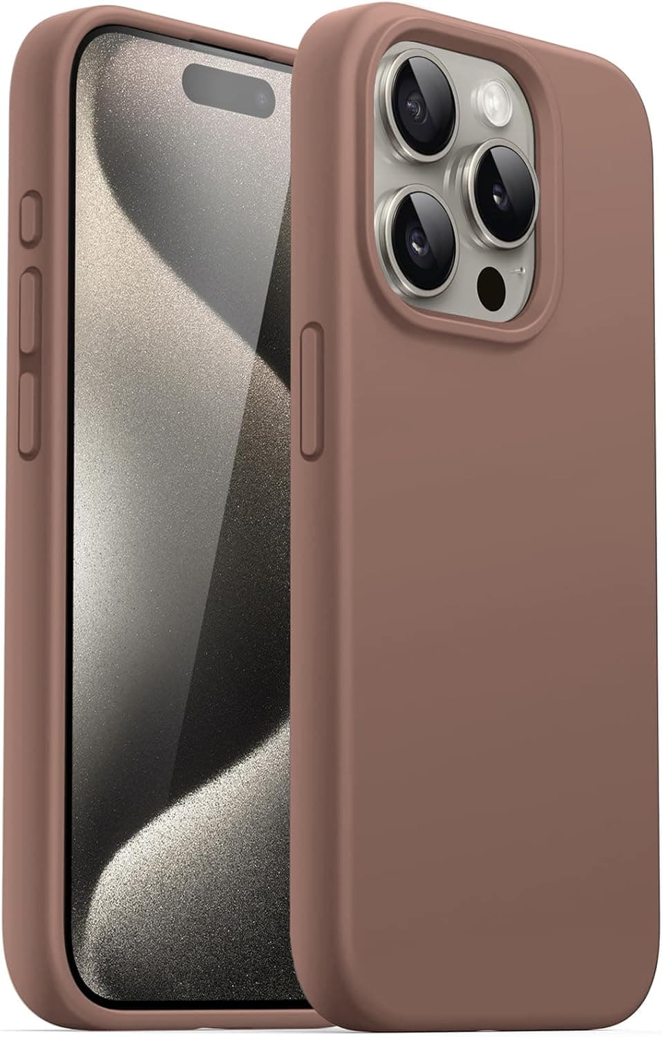 DIZORO Liquid Silicone Compatible for iPhone 14 Pro Case Gel Rubber with Microfiber Lining Non-Slip Full Body Protective Shockproof Back Cover (Brown, 6.1 inch)