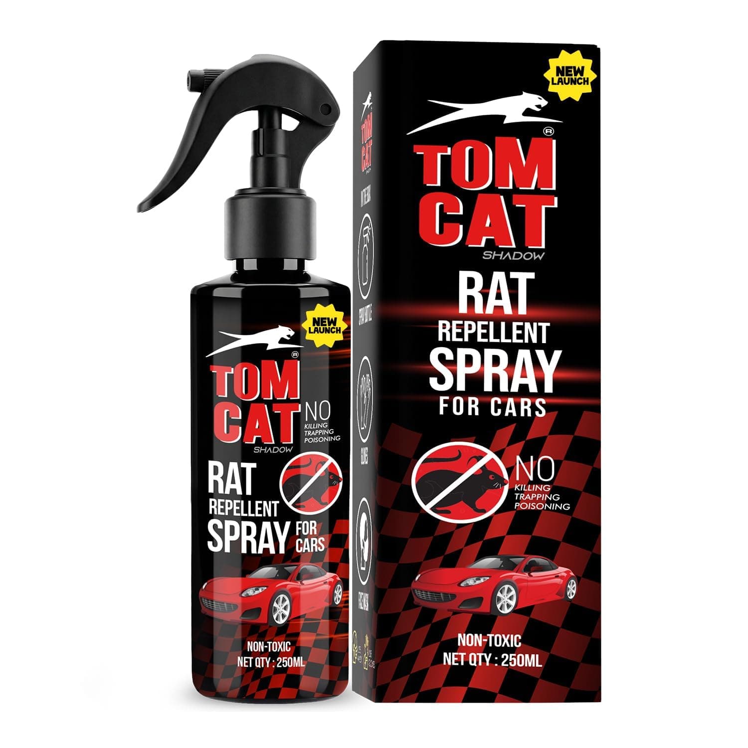 Shadow Securitronics Tom CAT No Entry Rat Repellent Car Spray Highly Effective Easy to use, Odour Free Rodent Repellent Spray for Cars 250ml |(Pack of 1) - Formulation 5X