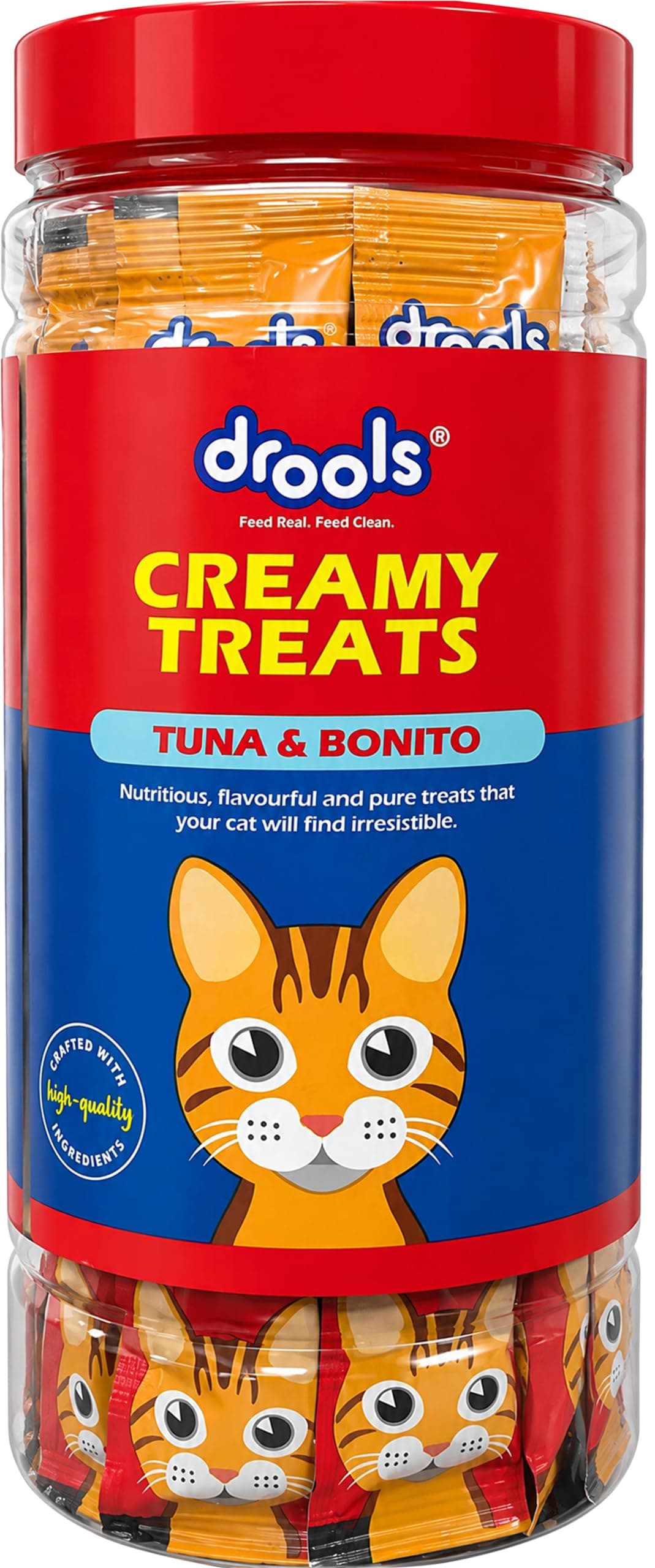 Drools All Life Stages Creamy Lickable Cat Treats 25 Pieces, Pack Total 375g | Tuna & Bonito Flavour | Taurine for Heart and Vision Health | Easy to Hand Feed | Vitamins and Minerals