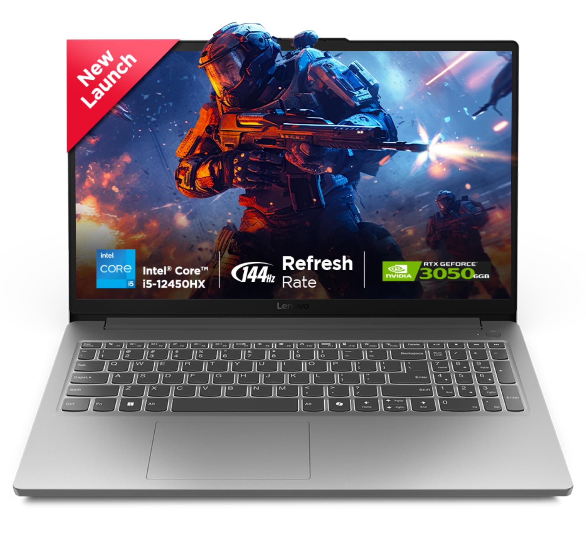 Lenovo LOQ Essential Intel Core i5-12450HX| NVIDIA RTX 3050 6GB (12GB RAM/512GB SSD/144Hz Refresh Rate/15.6" (39.6cm)/Windows 11/3 Mon. Game Pass/Grey/1.7Kg), 83LK006AIN AI Gaming Laptop