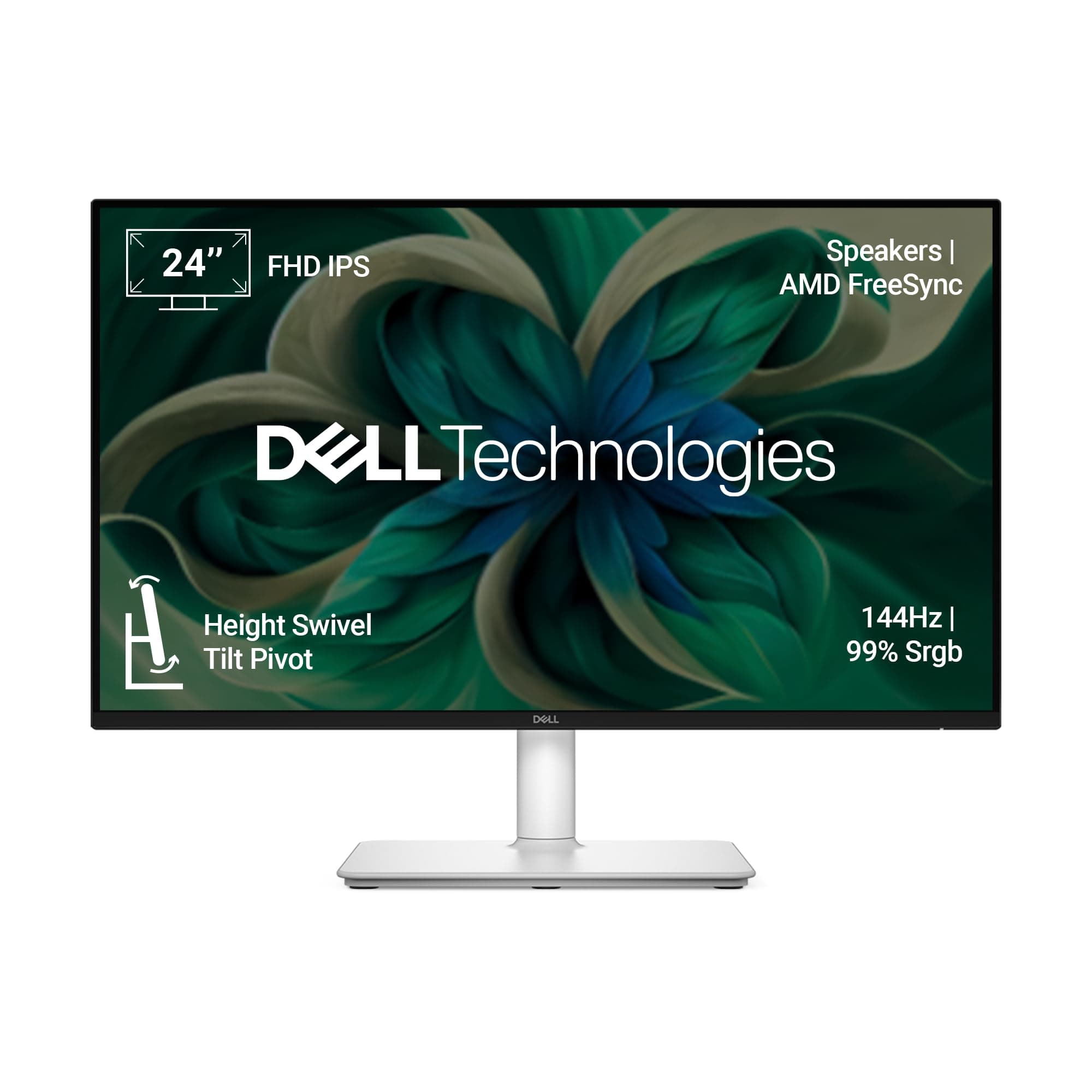 Dell S2425HSM 24"/60.45cm FHD Monitor|Ash White|144Hz Refresh|99% Srgb, 300 cd/m2 Brightness|IPS Panel, 1ms| Contrast 1500:1| 2xHDMI, Built-in 3W Dual Speakers|Warranty 3 Years, Ergonomic|AMD FreeSync