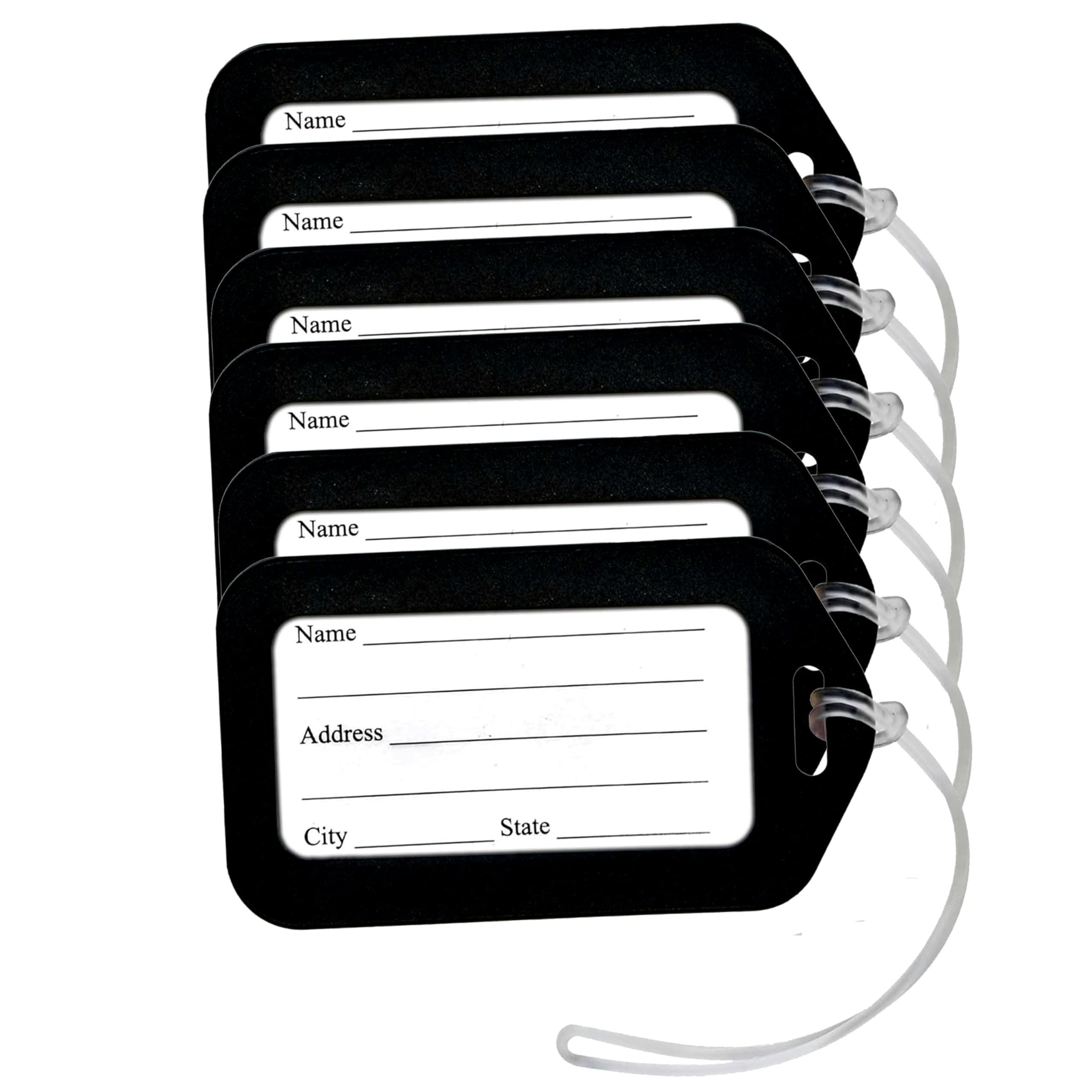 Storite Pack of 6 Luggage Tags, Smart Tag for Travel suitcases (Black)