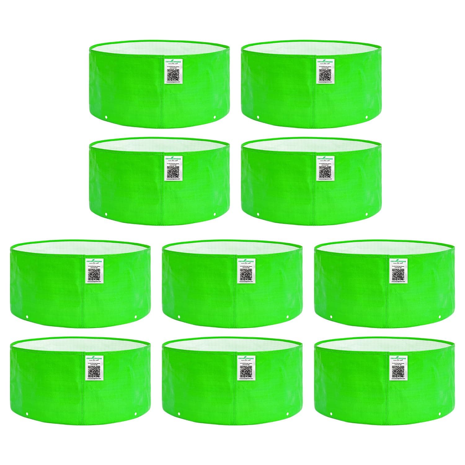 Anandi Green's HDPE Uv Protected 260 GSM Round Green Colour Plants Grow Bags Suitable for Terrace and Vegetable Gardening 12x6 Inch Pack of 10 Grow Bags