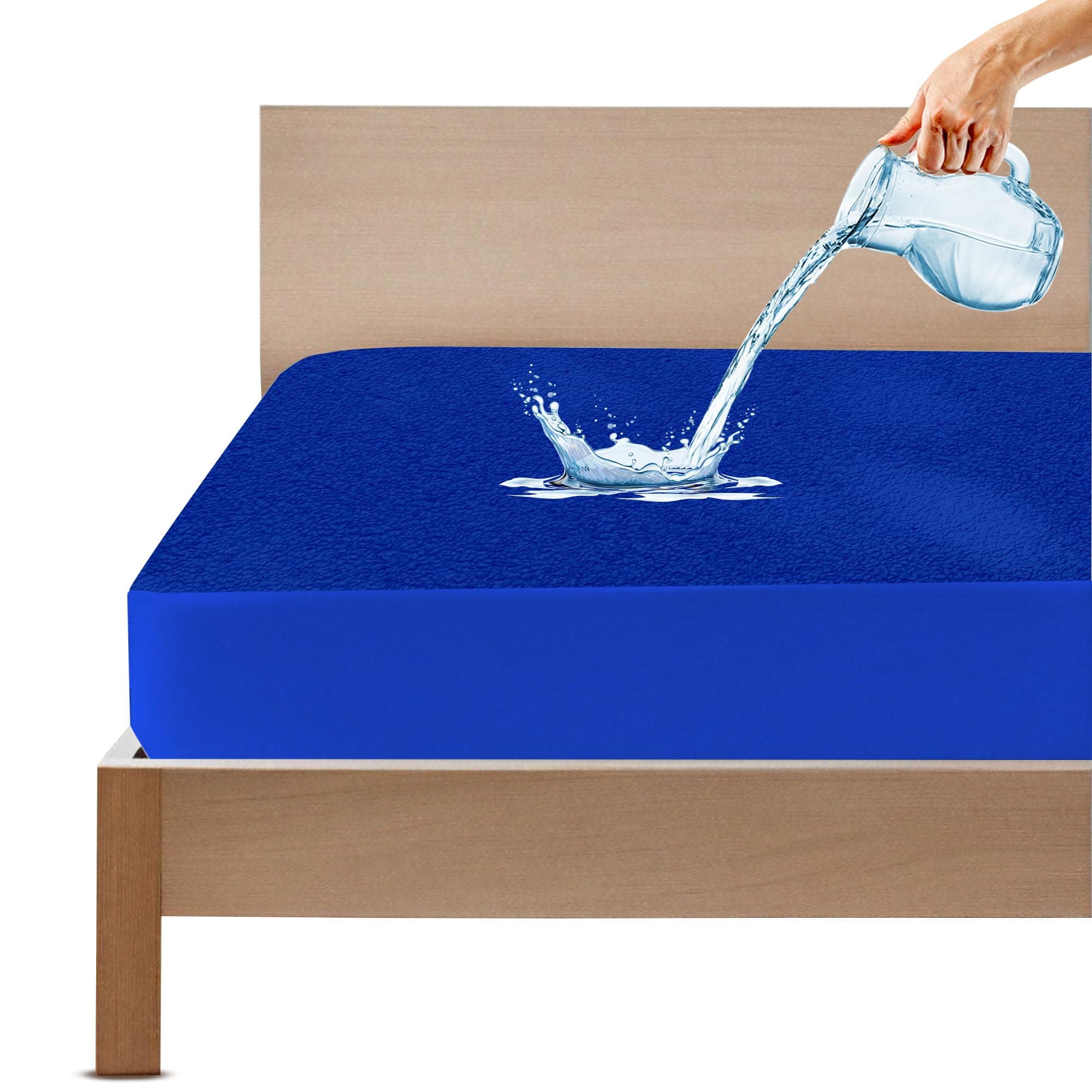 GADDA CO Cotton Feel Terry Ultra Soft Mattress Protector Queen Size (78x60 Inch | 6.5x5 Ft), 100% Waterproof All-Side Elastic Fitted, Breathable & Hypoallergenic Mattress Cover, Royal Blue