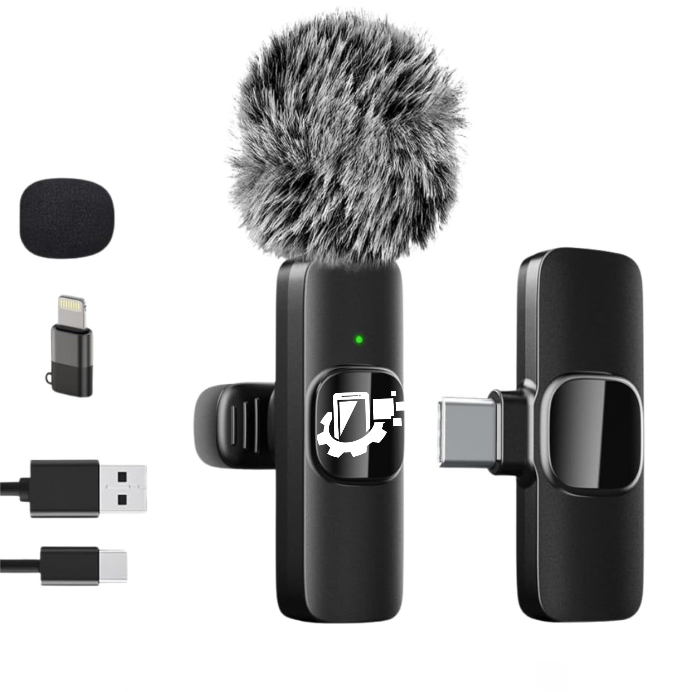 GADGETSWEAR Wireless Lavalier Furry Microphone K8, Plug & Play Bluetooth Collar Mic for YouTube, Vlogging, Video Recording, Portable, Compatible with Android & iPhone