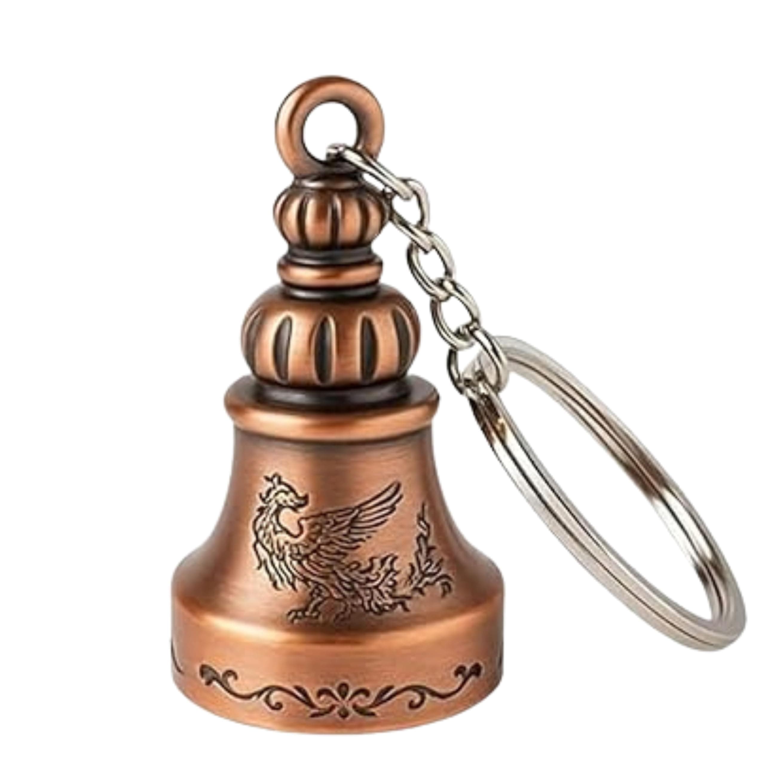 OTTAVO Guardian Bell Keychain, Oxidized Copper, Tibetan Style, 5 cm Height, Good Luck Charm (Coper Antique Style 2)