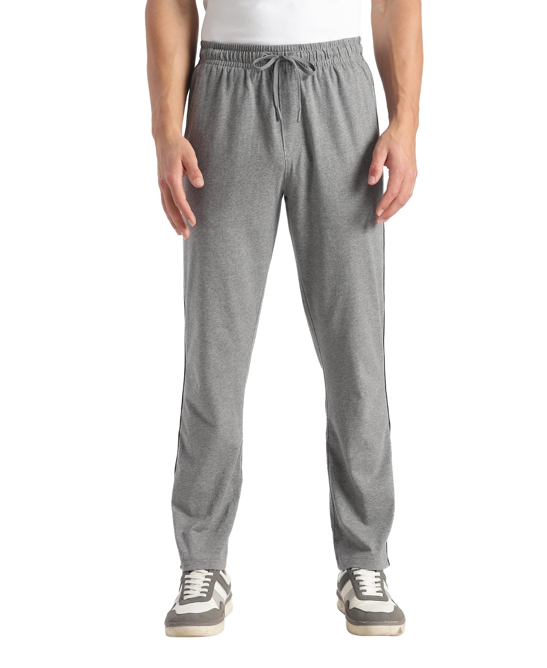 Jockey 9500 Men's Super Combed Cotton Rich Regular Fit Trackpant with Side Pockets_Mid Grey Melange_L