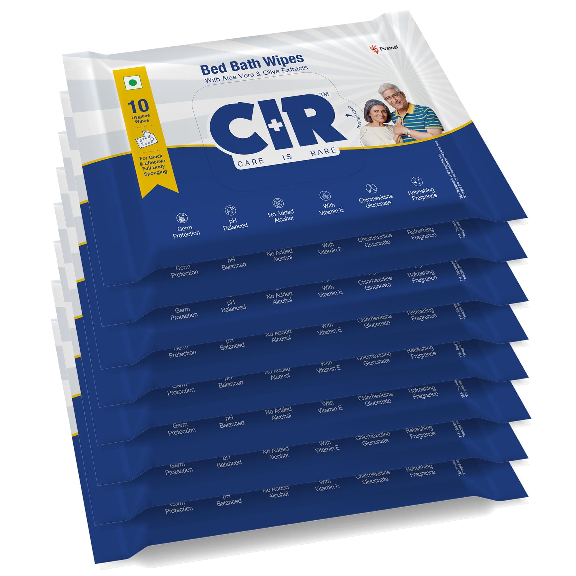 CIR Soft Body Cleansing Wet Bed Bath Wipes for Adults | Body Sponging | Extra Large, 10 Wipes/Pack (Pack of 8), 80 Wipes, White, One Size
