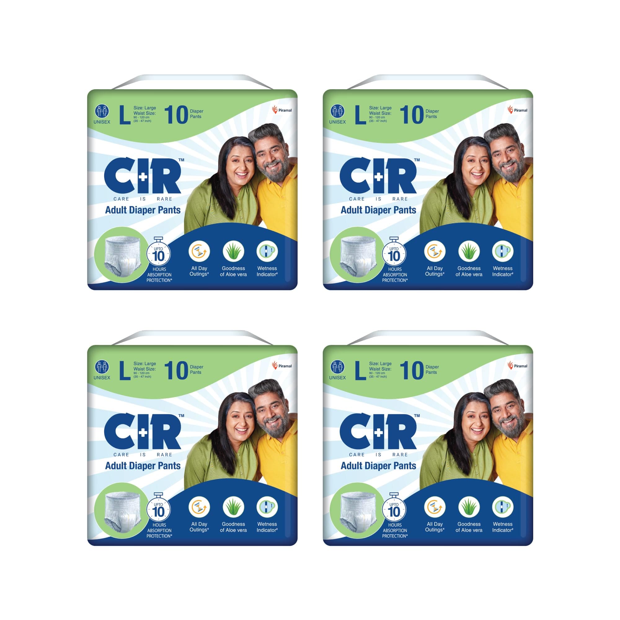 CIR Adult Diaper Pants Style | Adult Diaper Large Size (L)|Waist (90-120cm I 35" - 47") |10 hr Absorption-Protection | Unisex with Wetness Indicator | Odour Control | Goodness of Aloe Vera | 40 Units